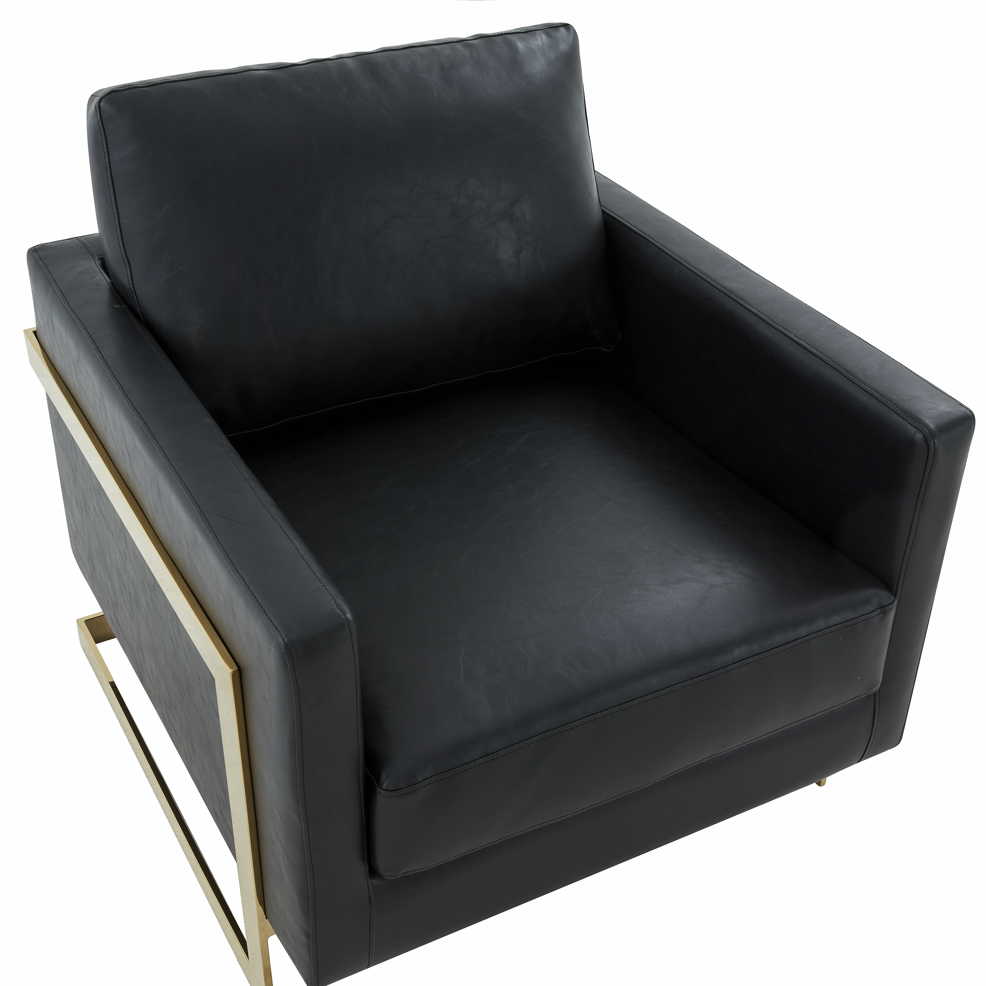 Lincoln Leather Accent Armchair With Gold Frame