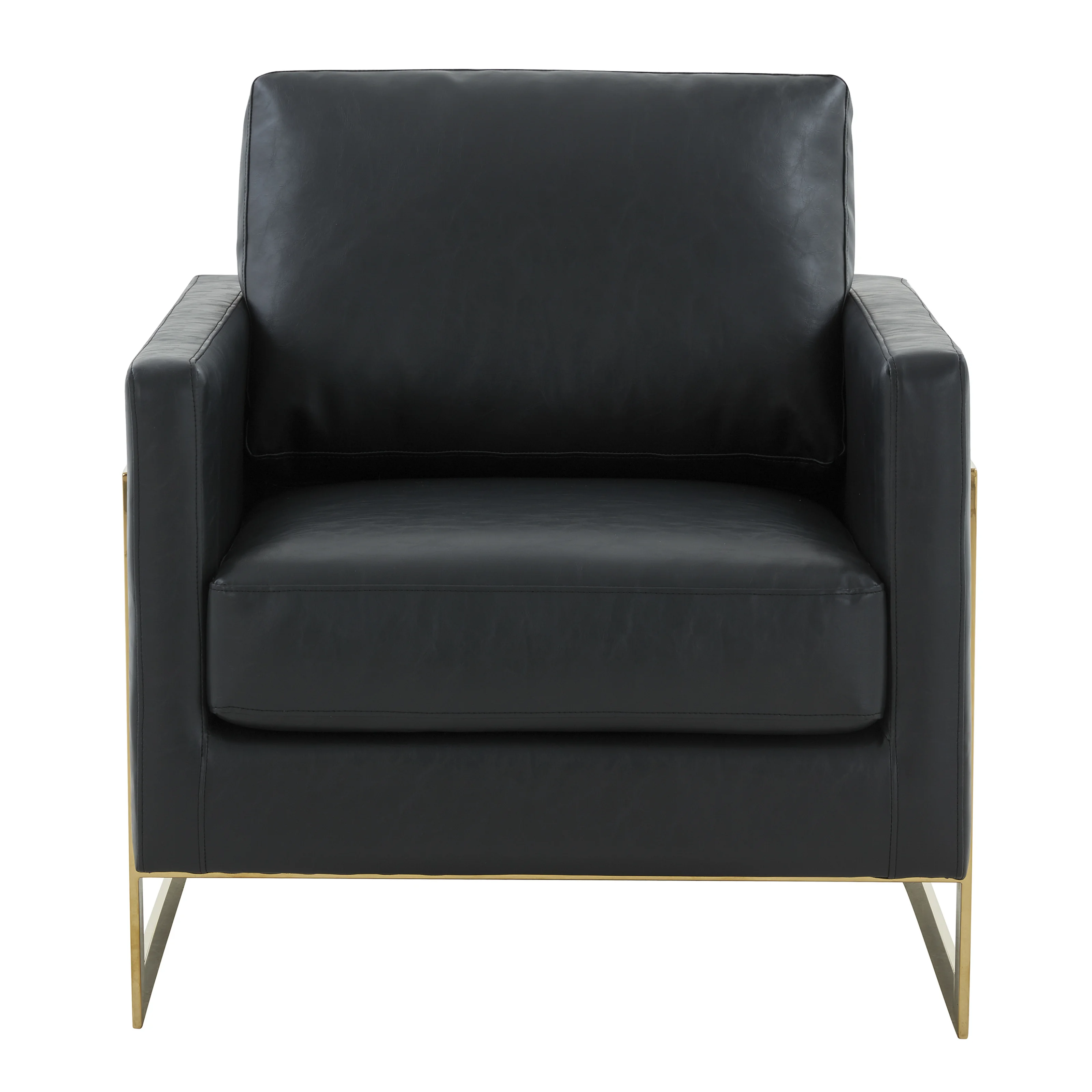 Lincoln Leather Accent Armchair With Gold Frame