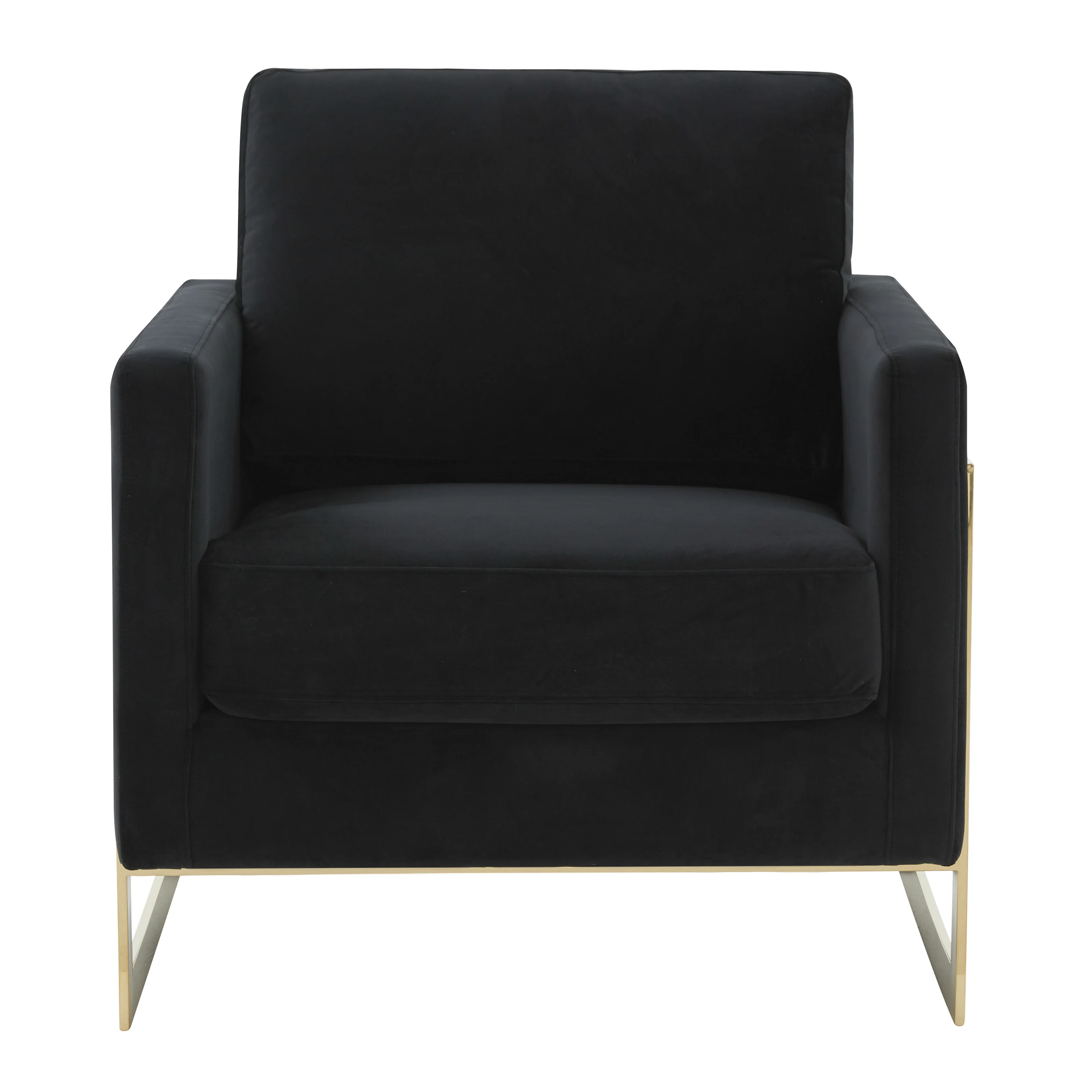 Lincoln Velvet Accent Armchair With Gold Frame