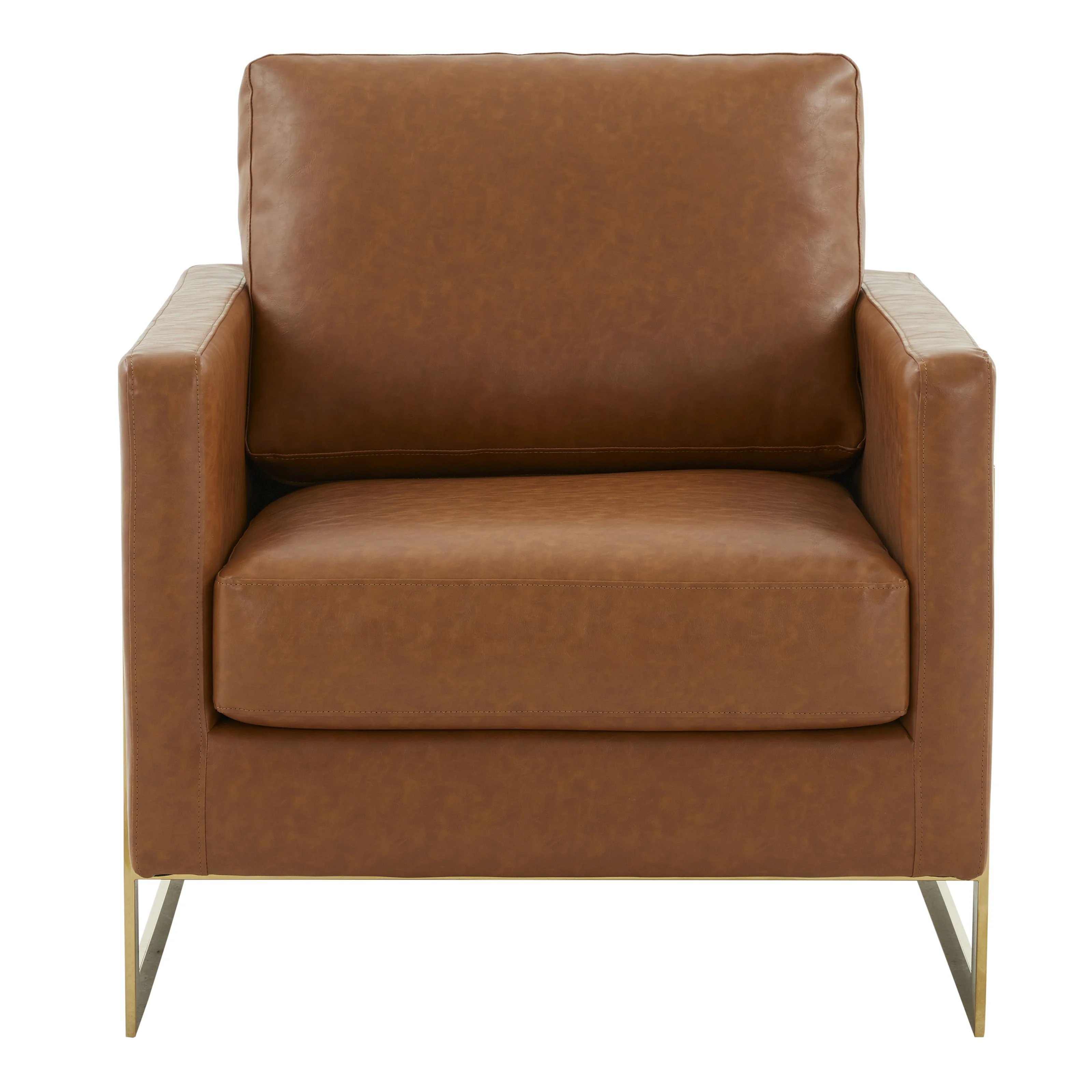Lincoln Leather Accent Armchair With Gold Frame