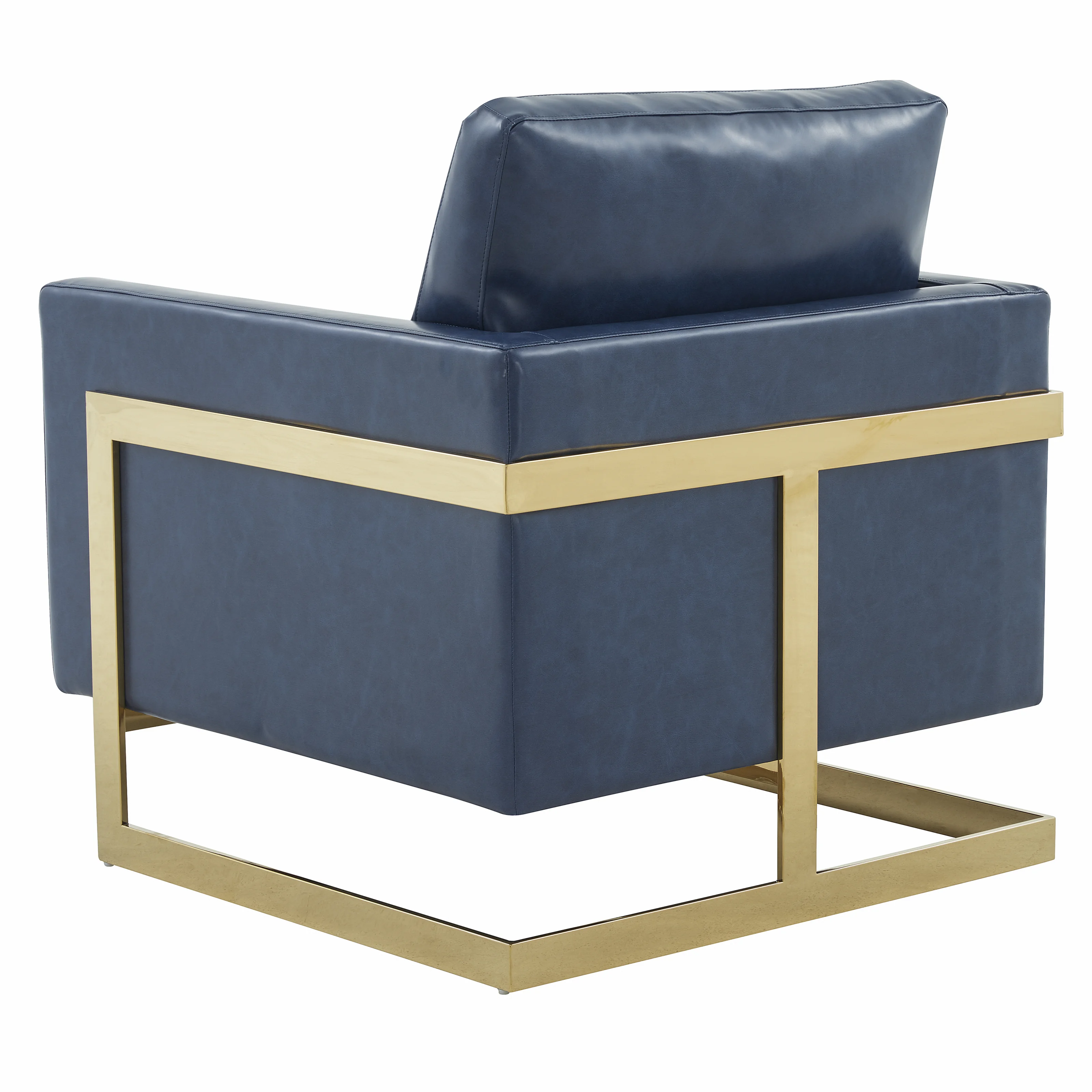 Lincoln Leather Accent Armchair With Gold Frame