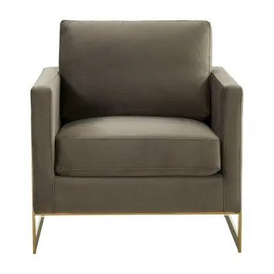 Lincoln Velvet Accent Armchair With Gold Frame