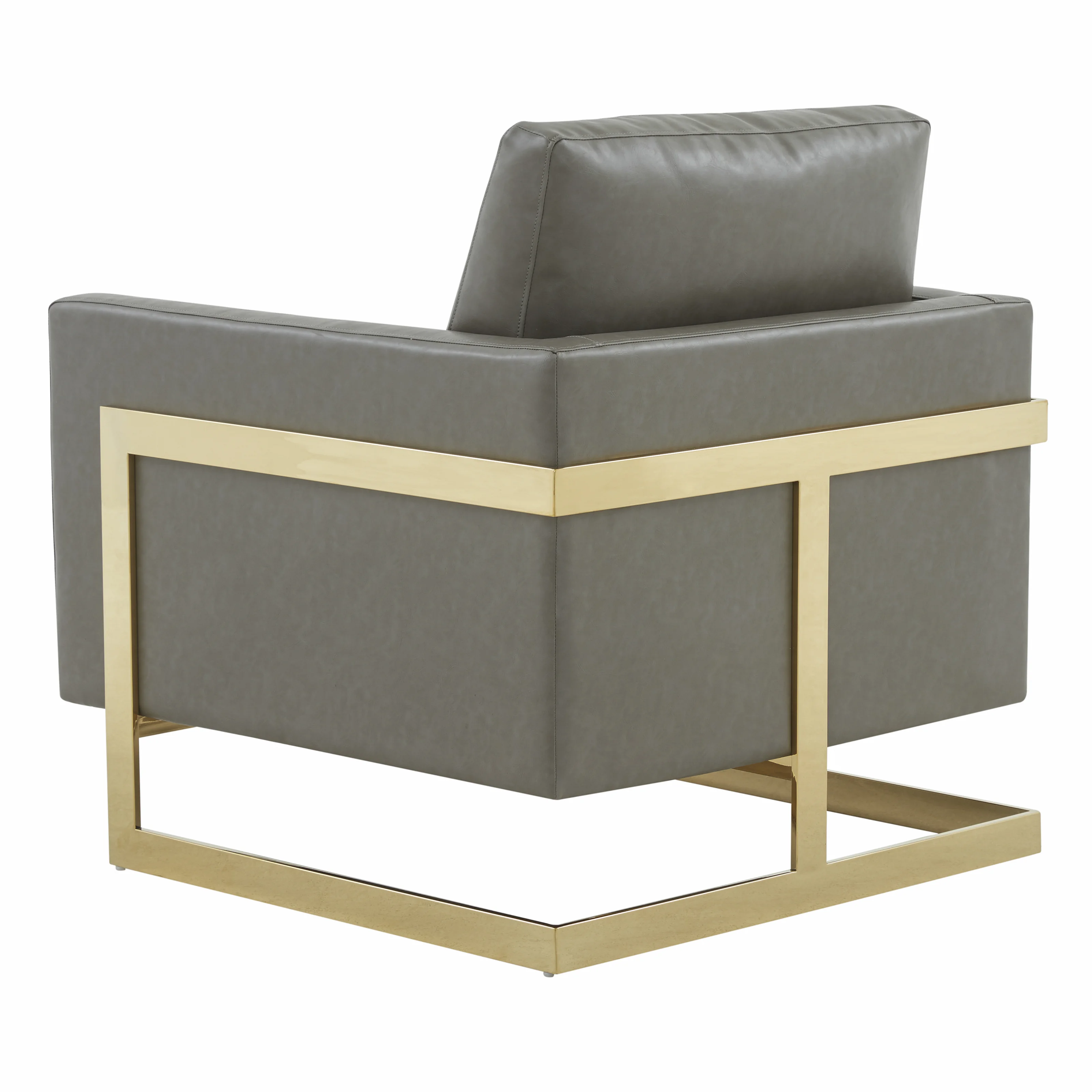 Lincoln Leather Accent Armchair With Gold Frame