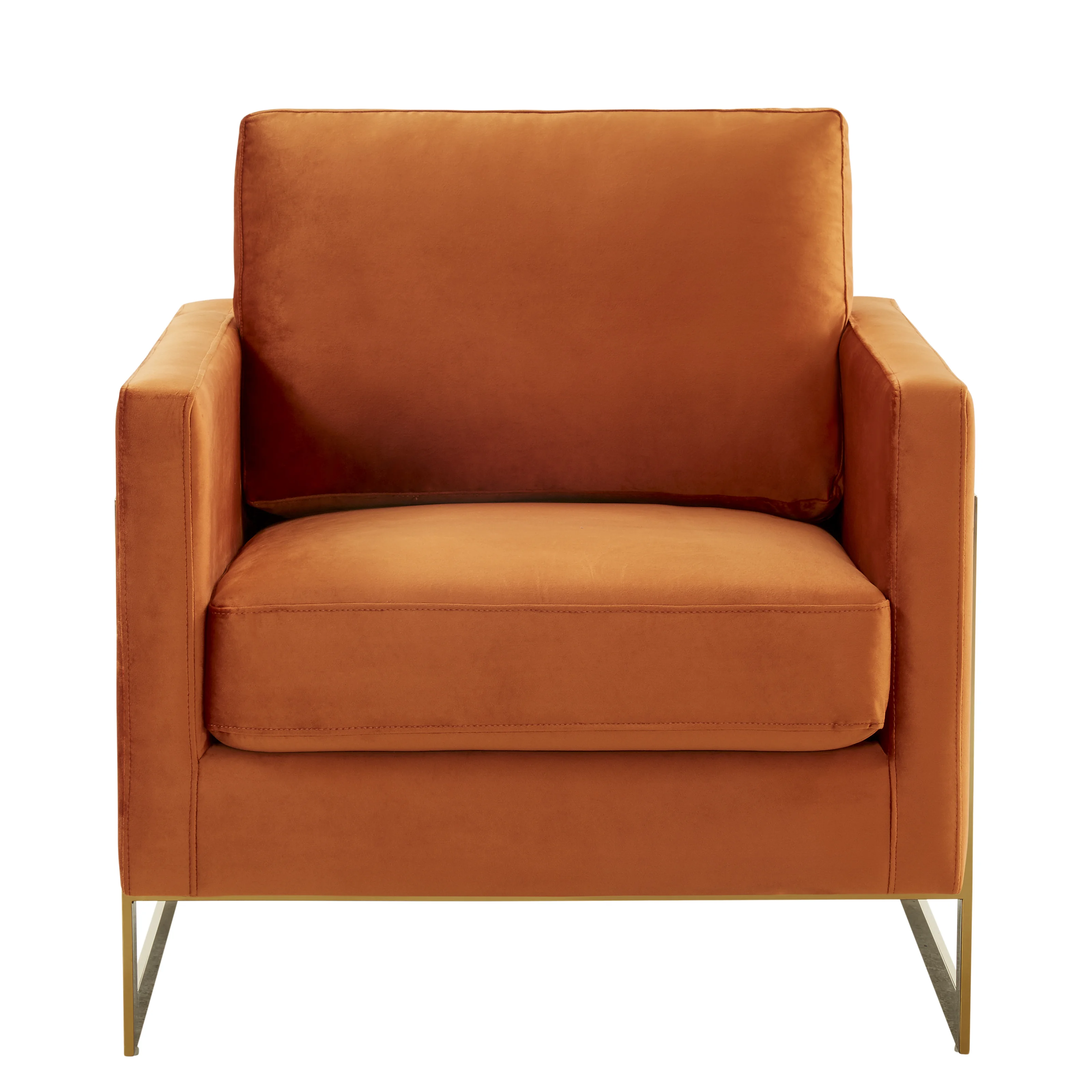 Lincoln Velvet Accent Armchair With Gold Frame