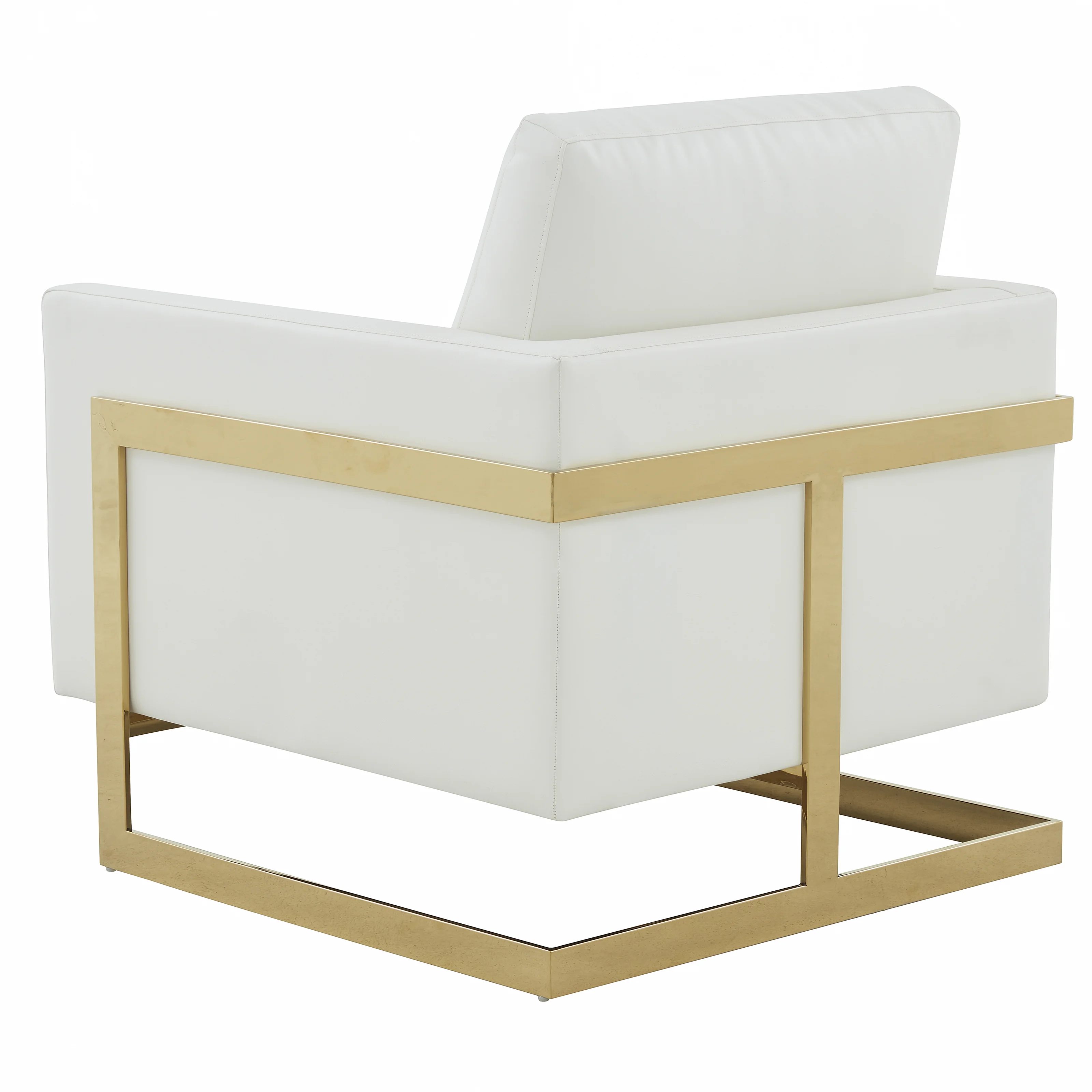 Lincoln Leather Accent Armchair With Gold Frame