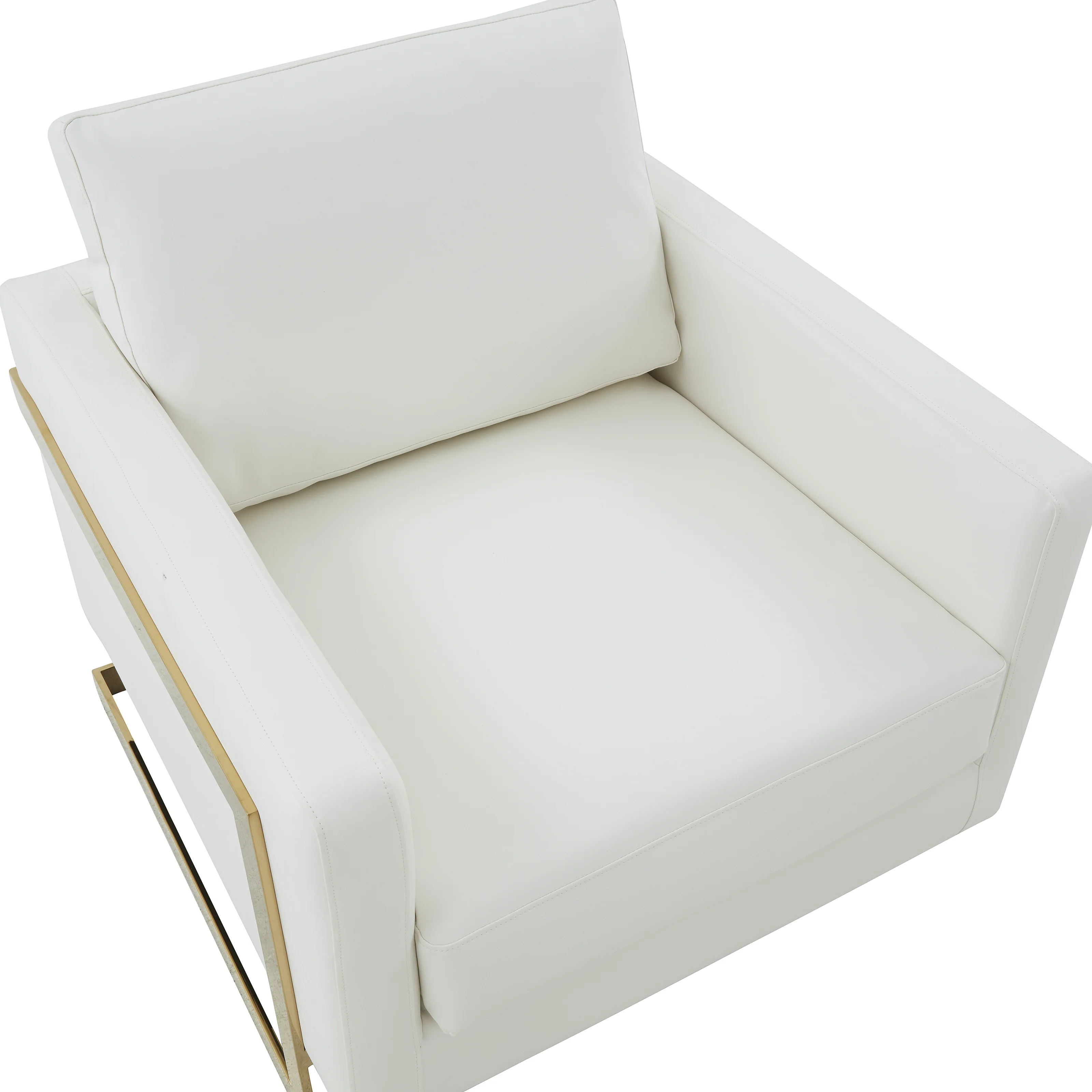 Lincoln Leather Accent Armchair With Gold Frame