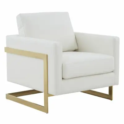 Lincoln Leather Accent Armchair With Gold Frame