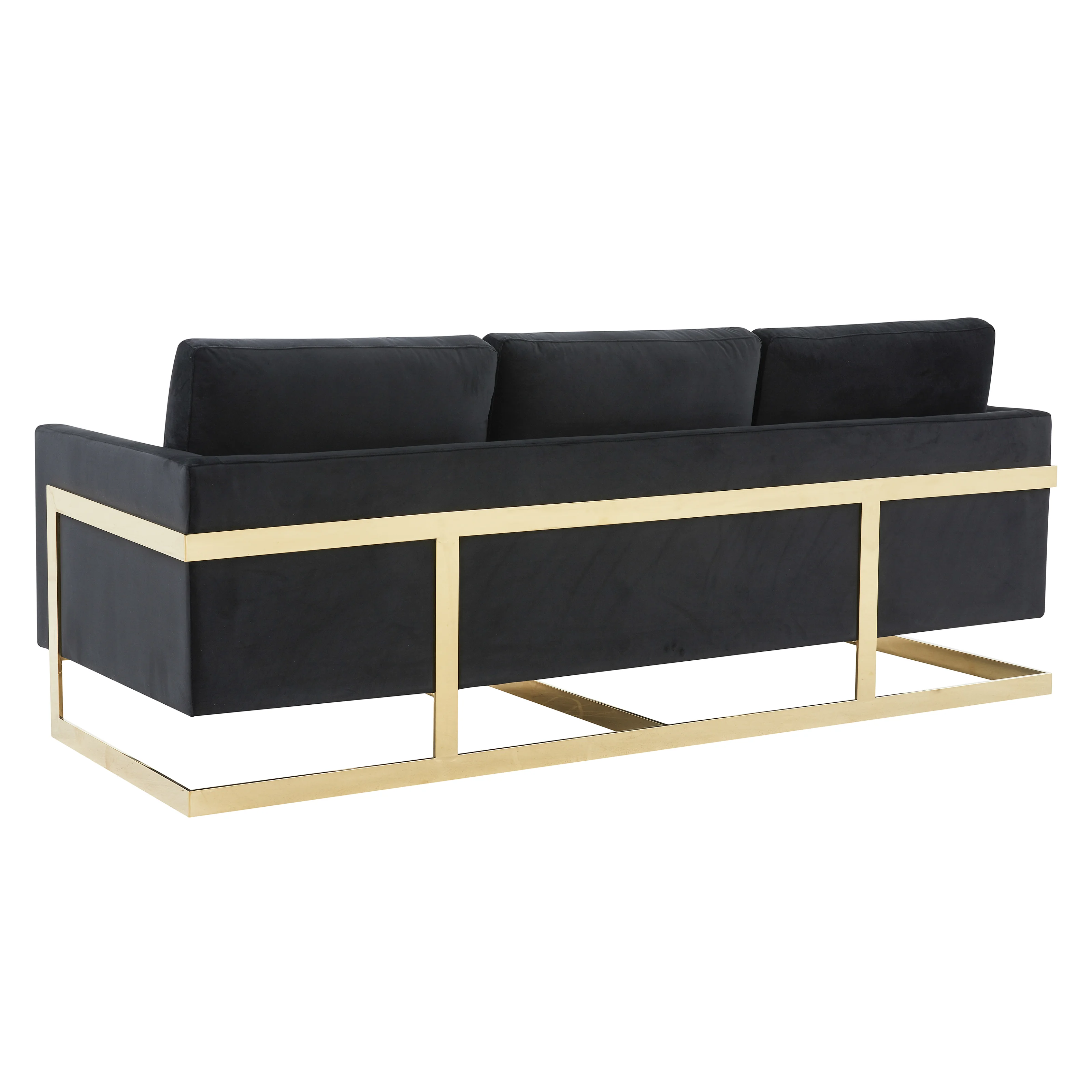 Lincoln Modern Mid-Century Upholstered Velvet Sofa with Gold Frame