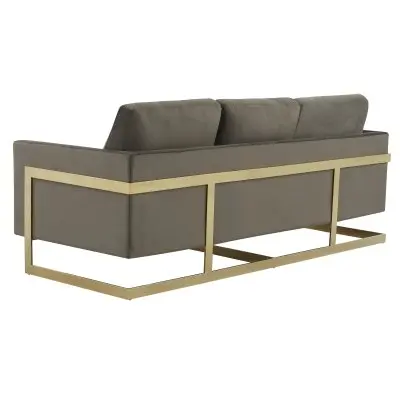 Lincoln Modern Mid-Century Upholstered Velvet Sofa with Gold Frame