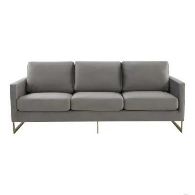 Lincoln Modern Mid-Century Upholstered Velvet Sofa with Gold Frame