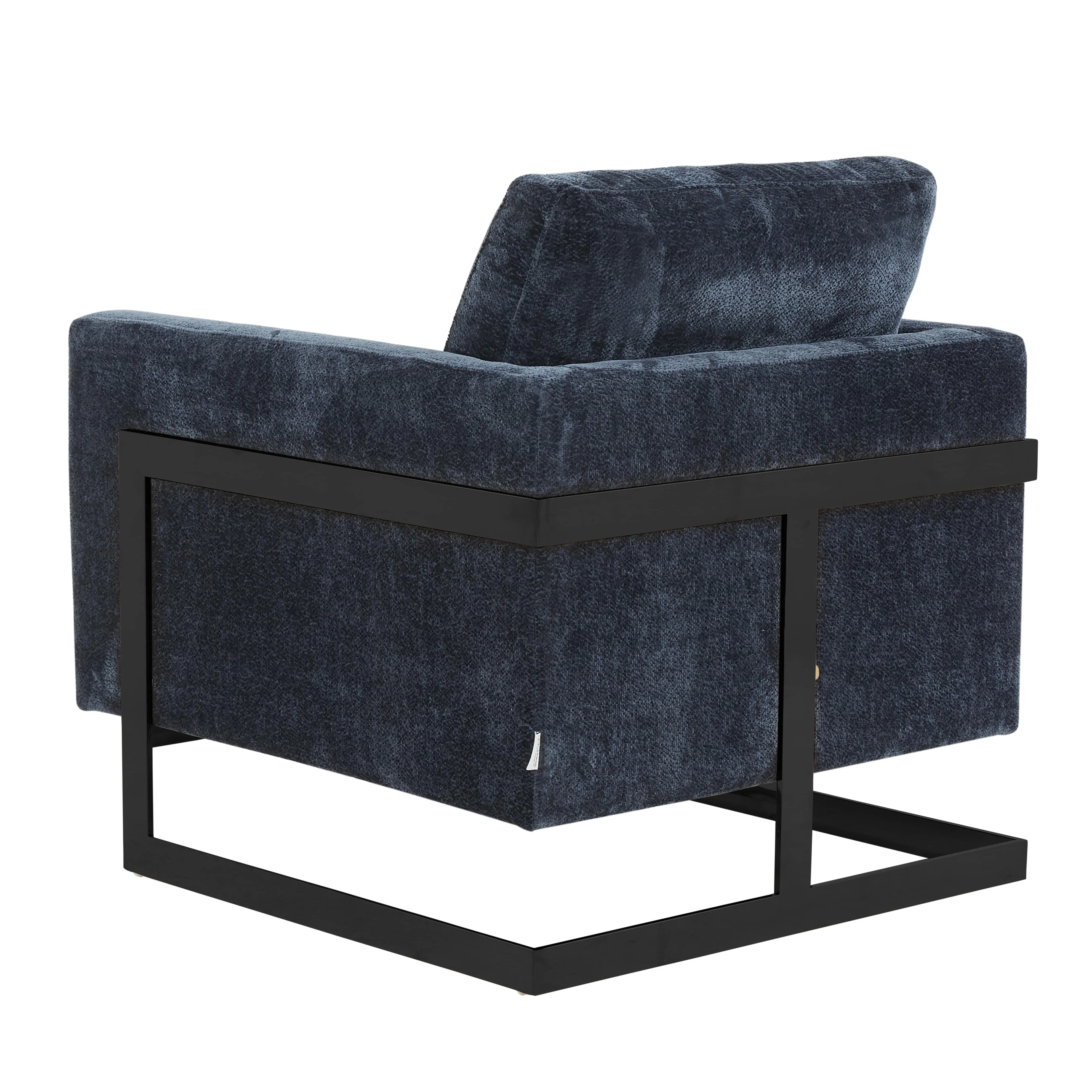 Lincoln Blue Boucle Accent Armchair With Black Frame