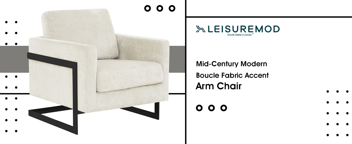 Lincoln Grey Boucle Accent Armchair With Black Frame