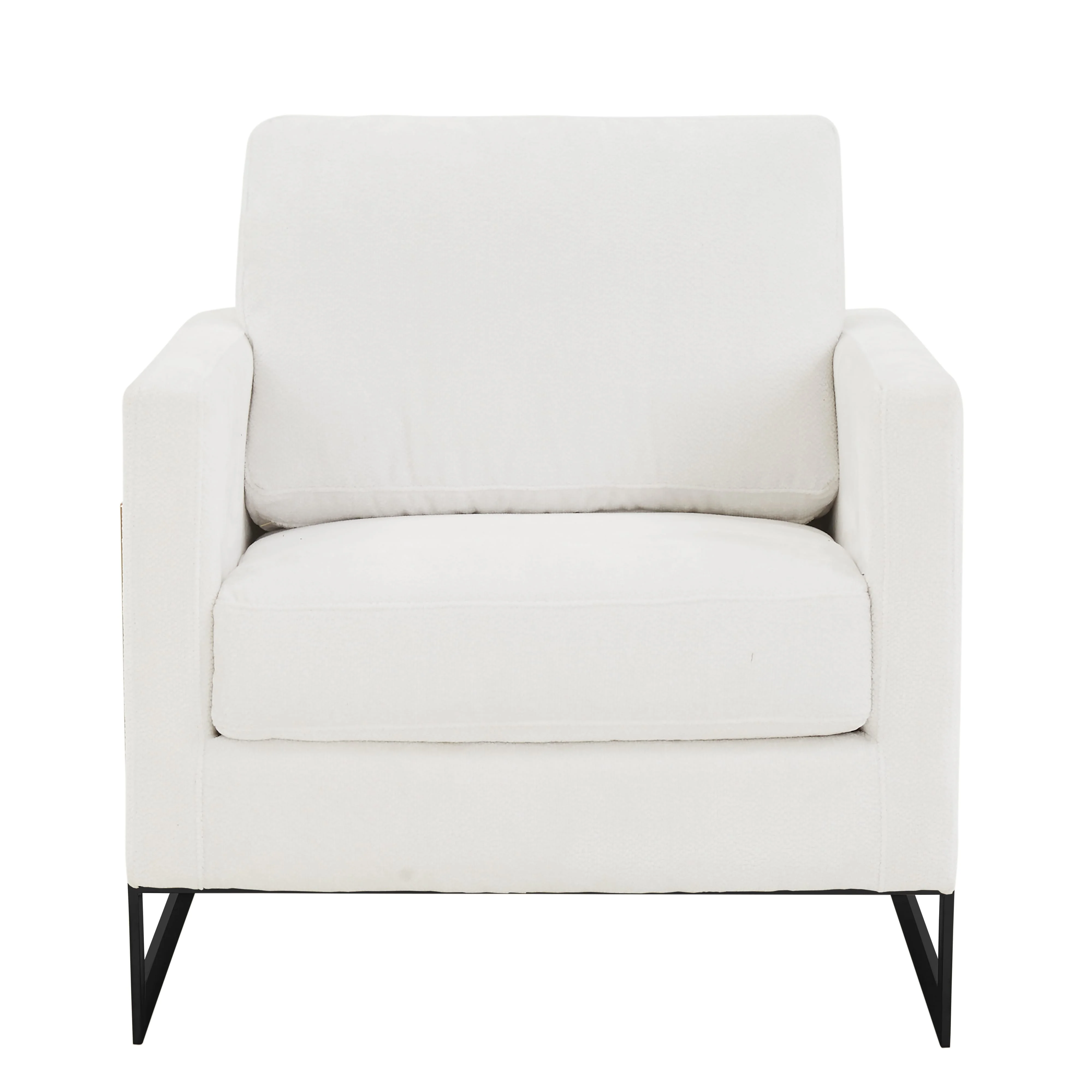 Lincoln White Boucle Accent Armchair With Black Frame