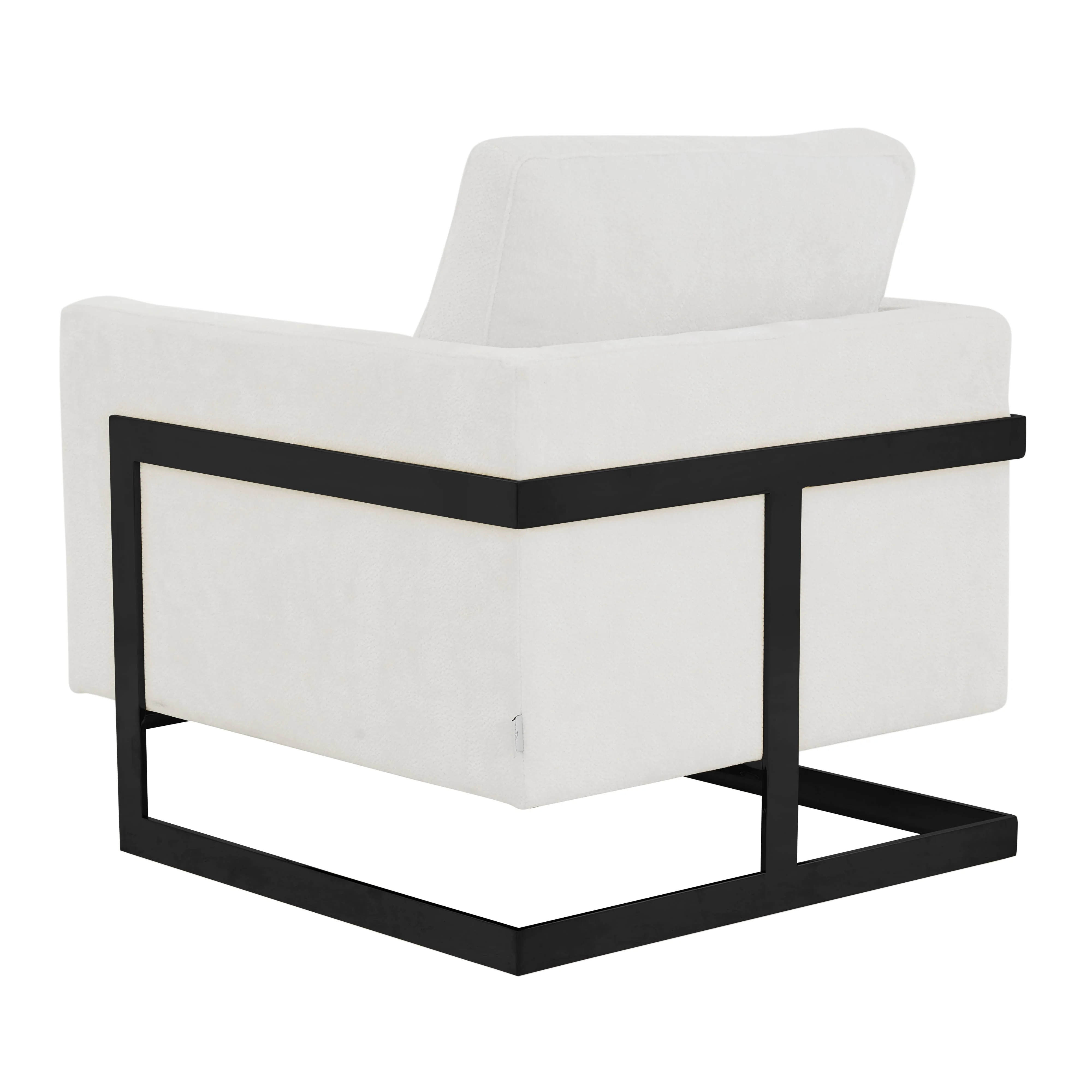 Lincoln White Boucle Accent Armchair With Black Frame