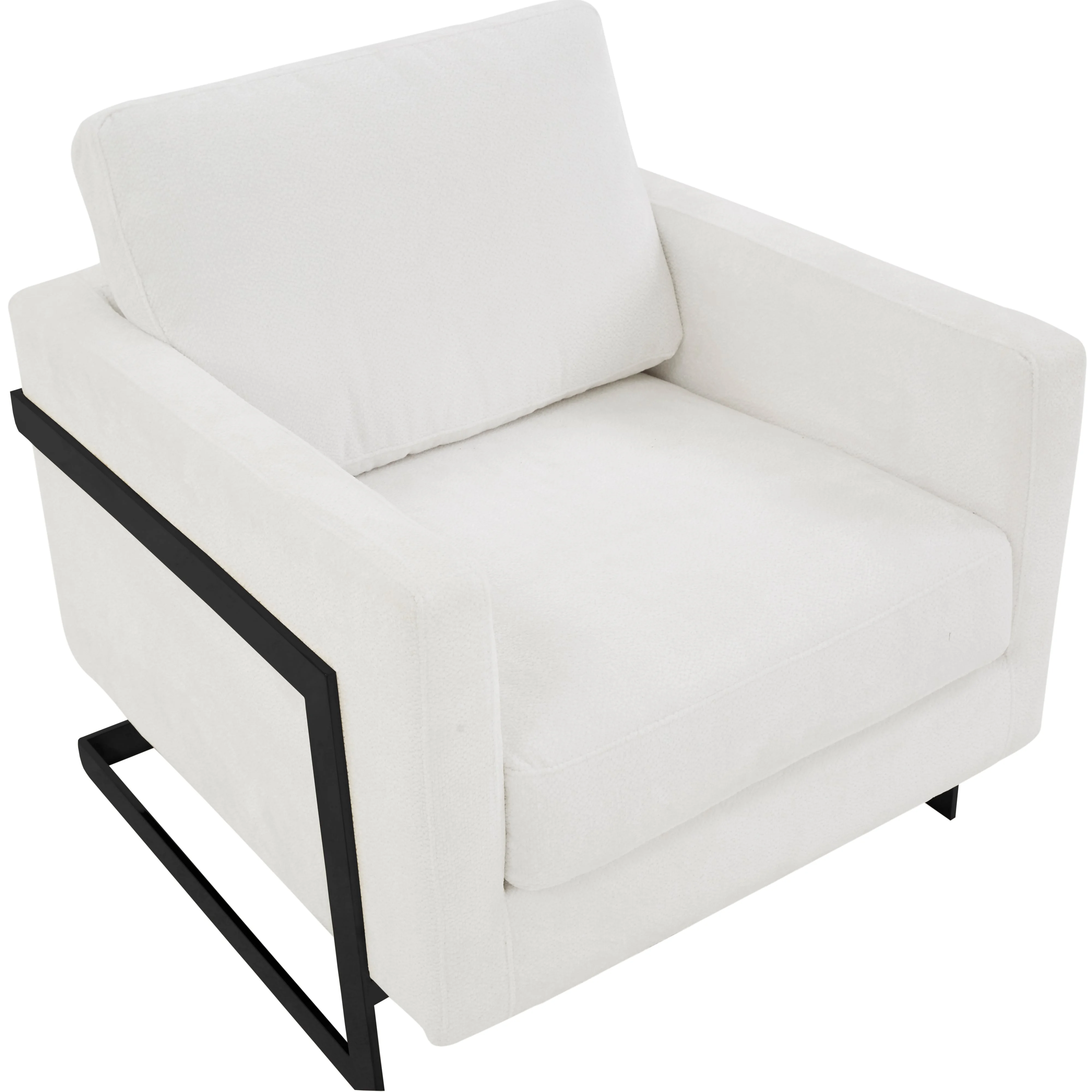 Lincoln White Boucle Accent Armchair With Black Frame