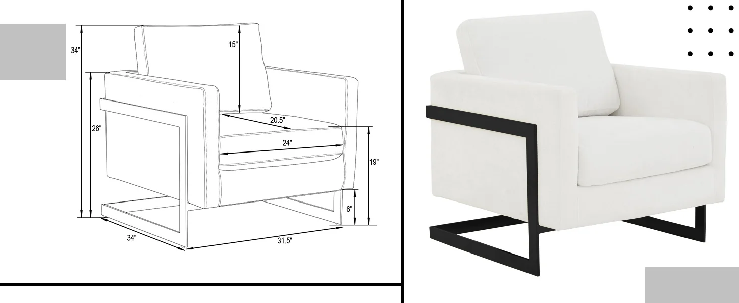Lincoln White Boucle Accent Armchair With Black Frame