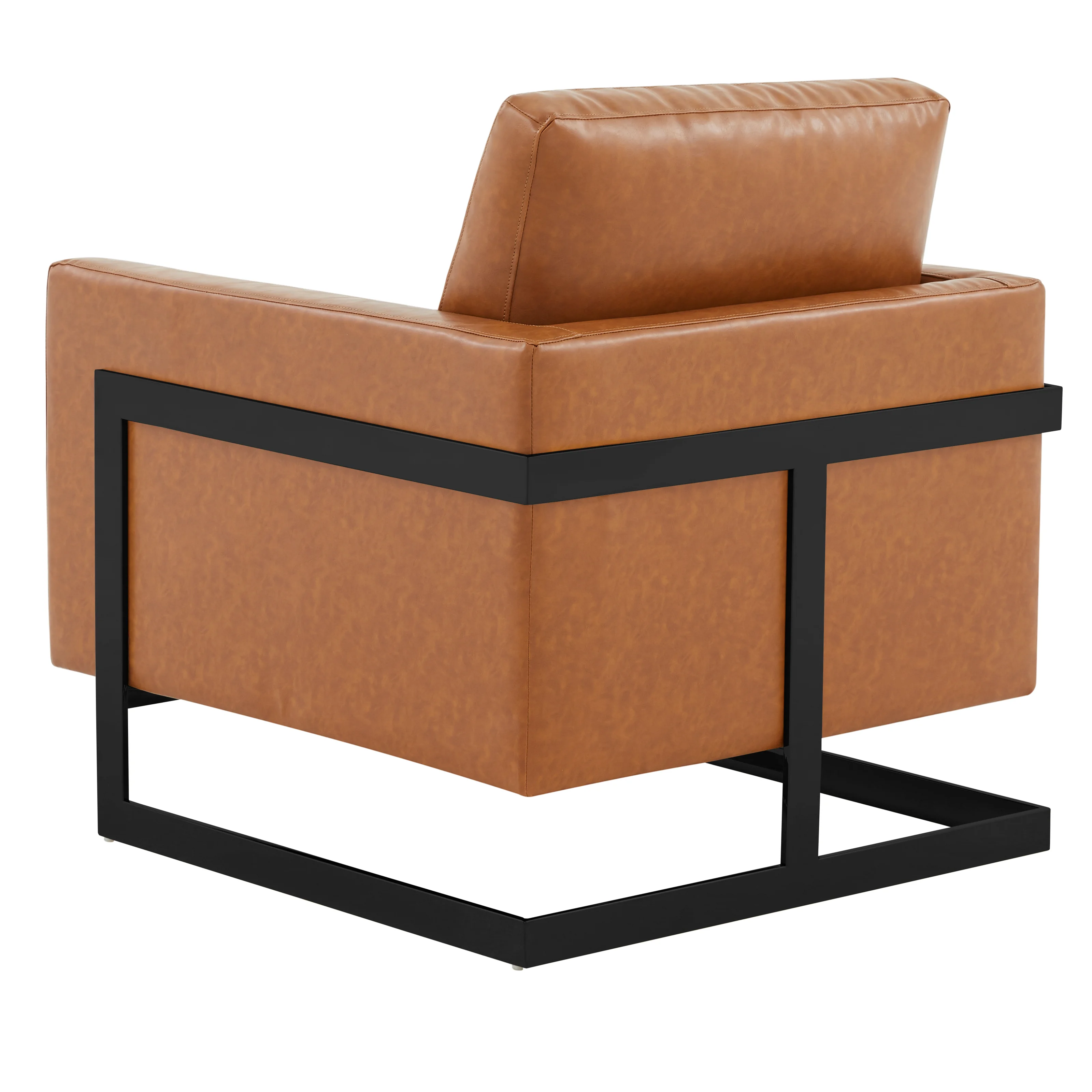 Lincoln Leather Accent Armchair With Black Frame