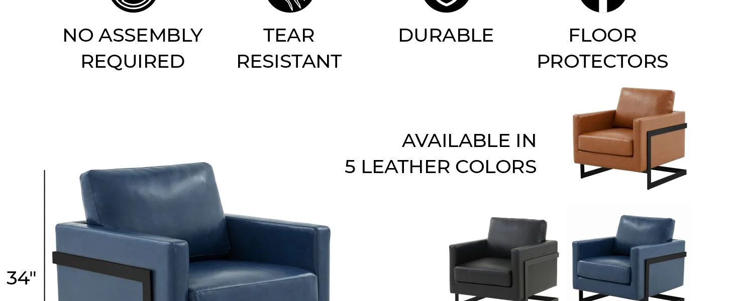 Lincoln Leather Accent Armchair With Black Frame