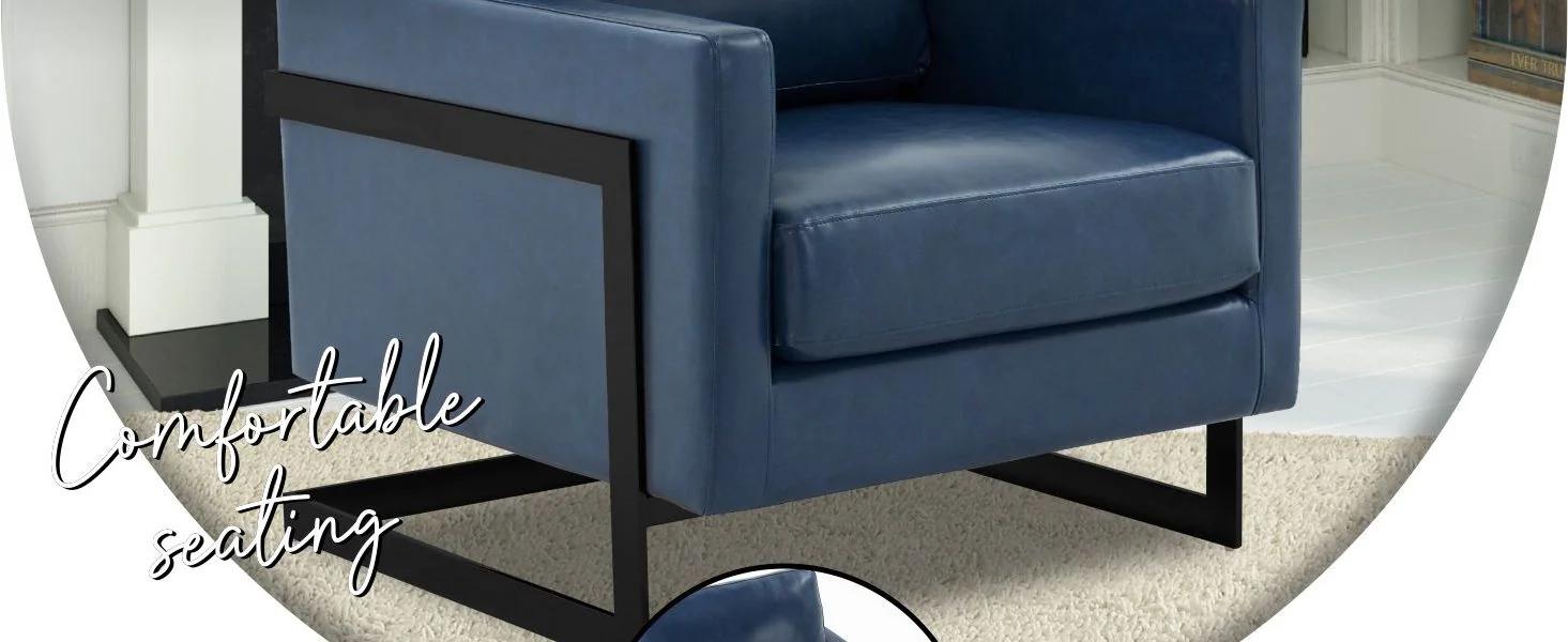 Lincoln Leather Accent Armchair With Black Frame