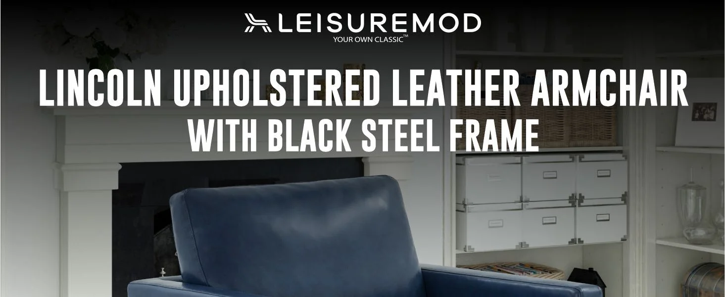 Lincoln Leather Accent Armchair With Black Frame