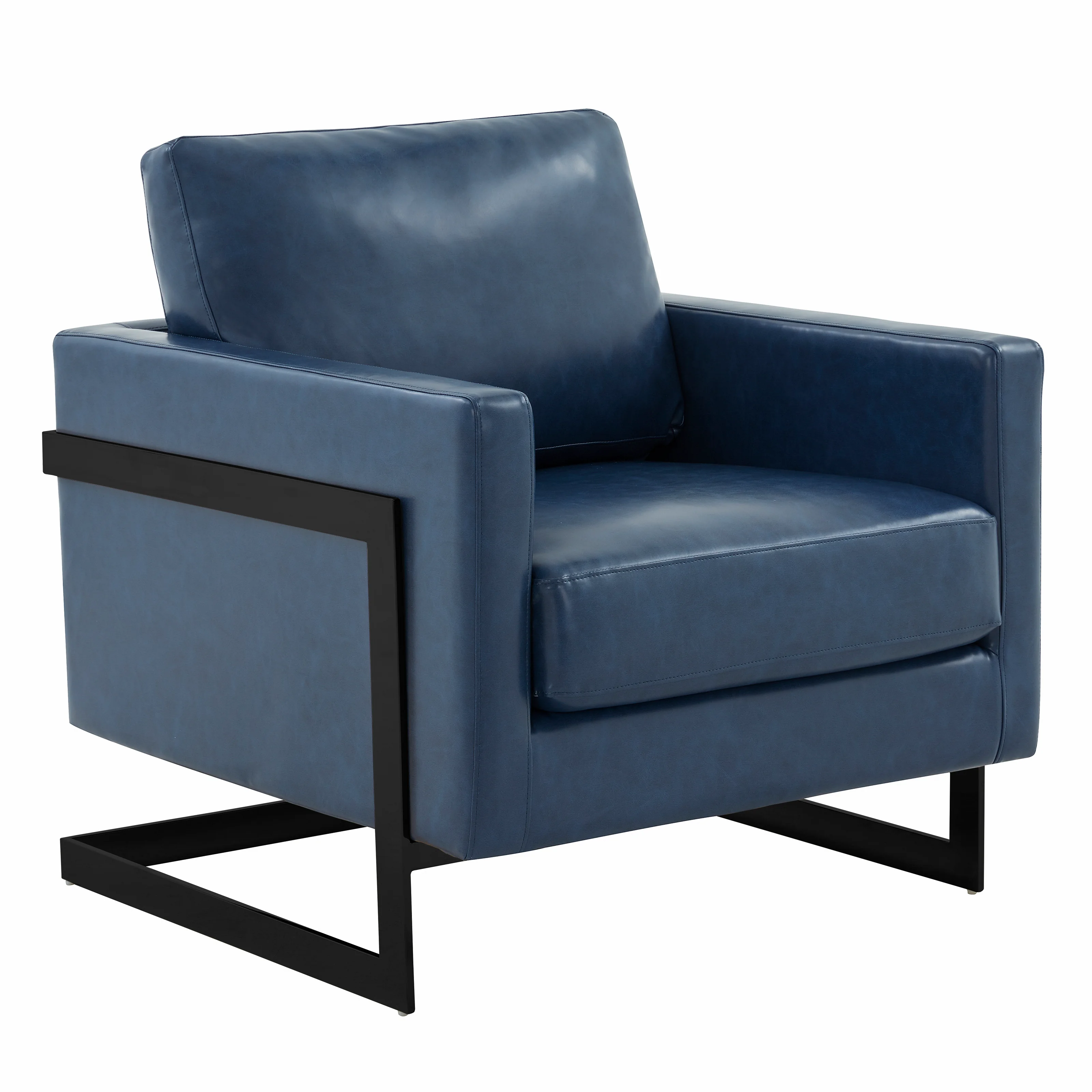 Lincoln Leather Accent Armchair With Black Frame