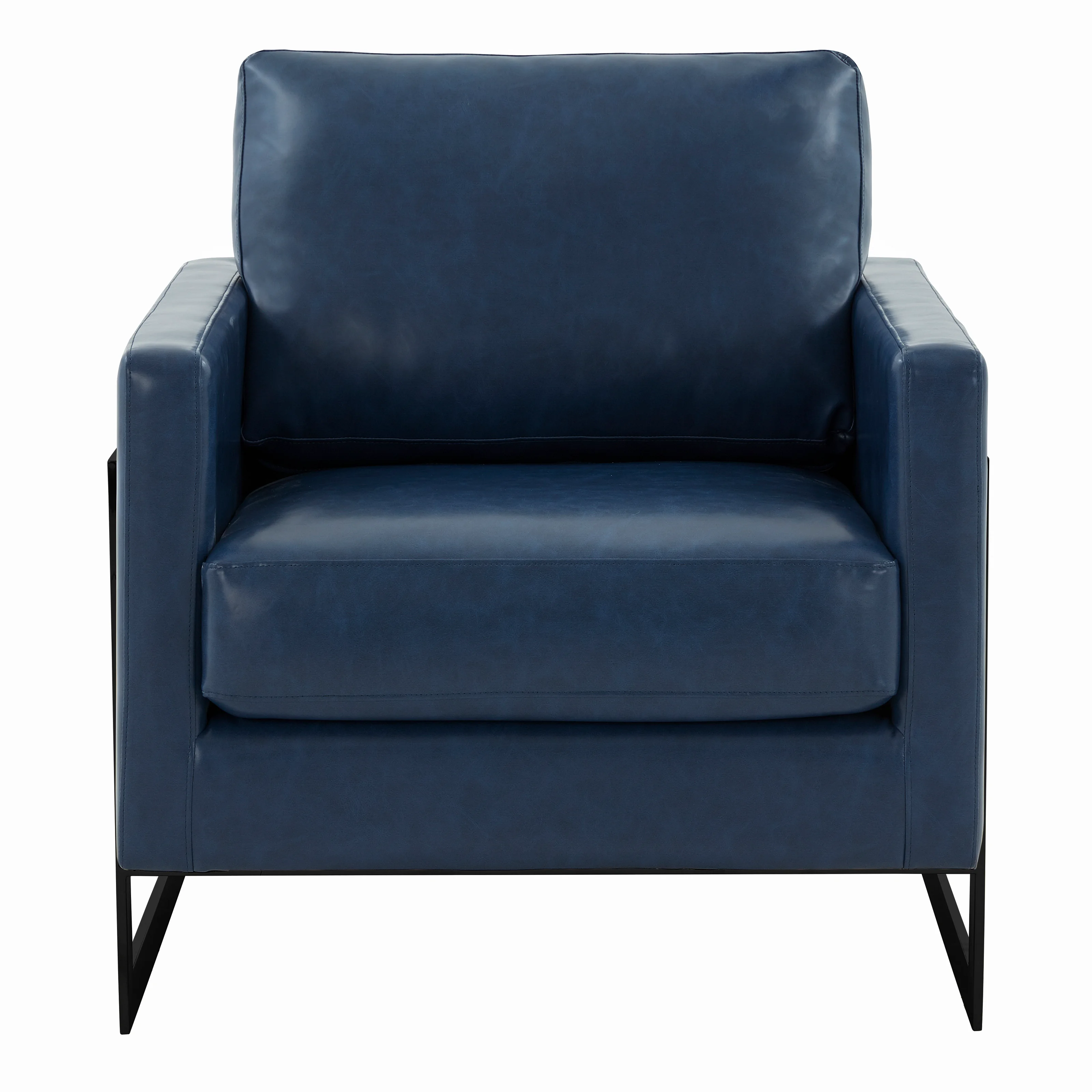 Lincoln Leather Accent Armchair With Black Frame