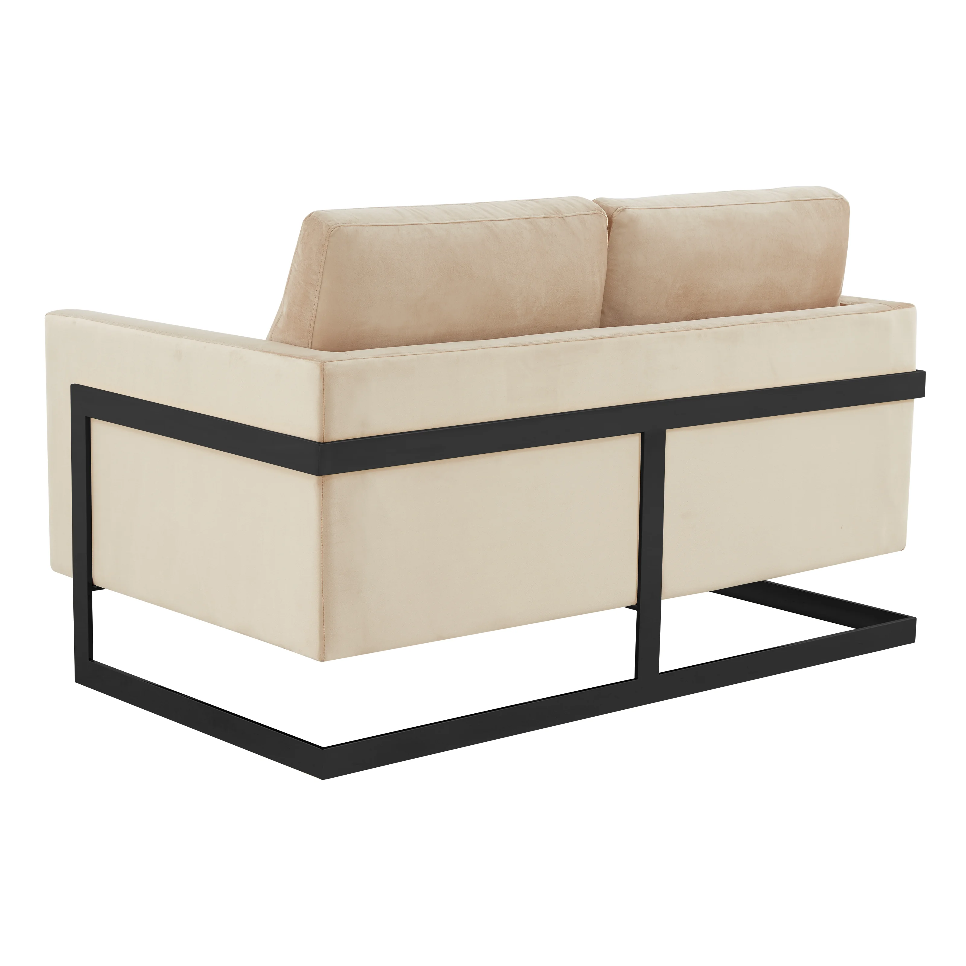 Lincoln Beige Velvet Loveseat With Black Frame
