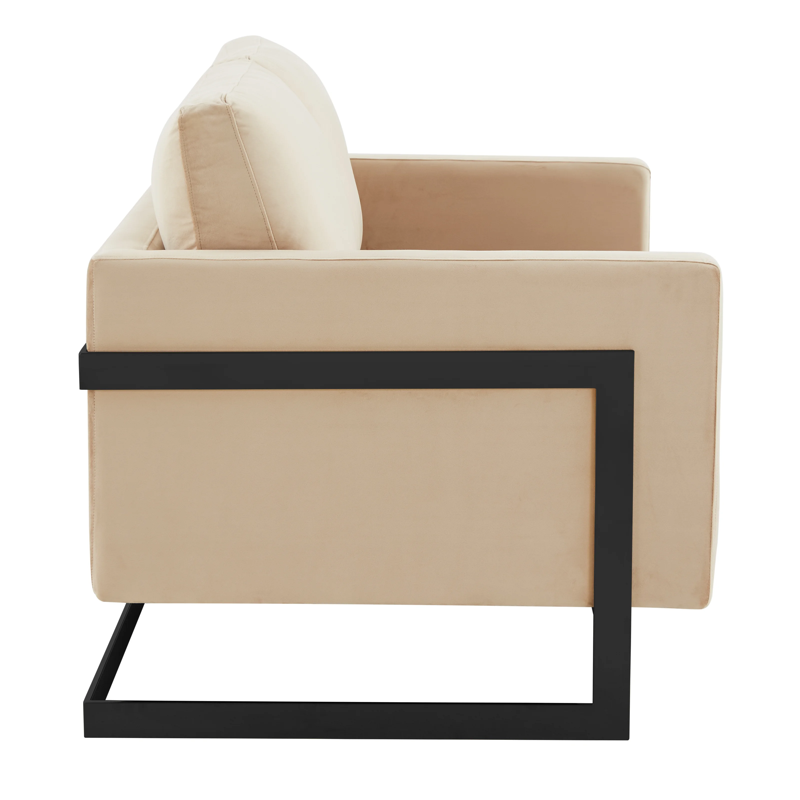 Lincoln Beige Velvet Loveseat With Black Frame