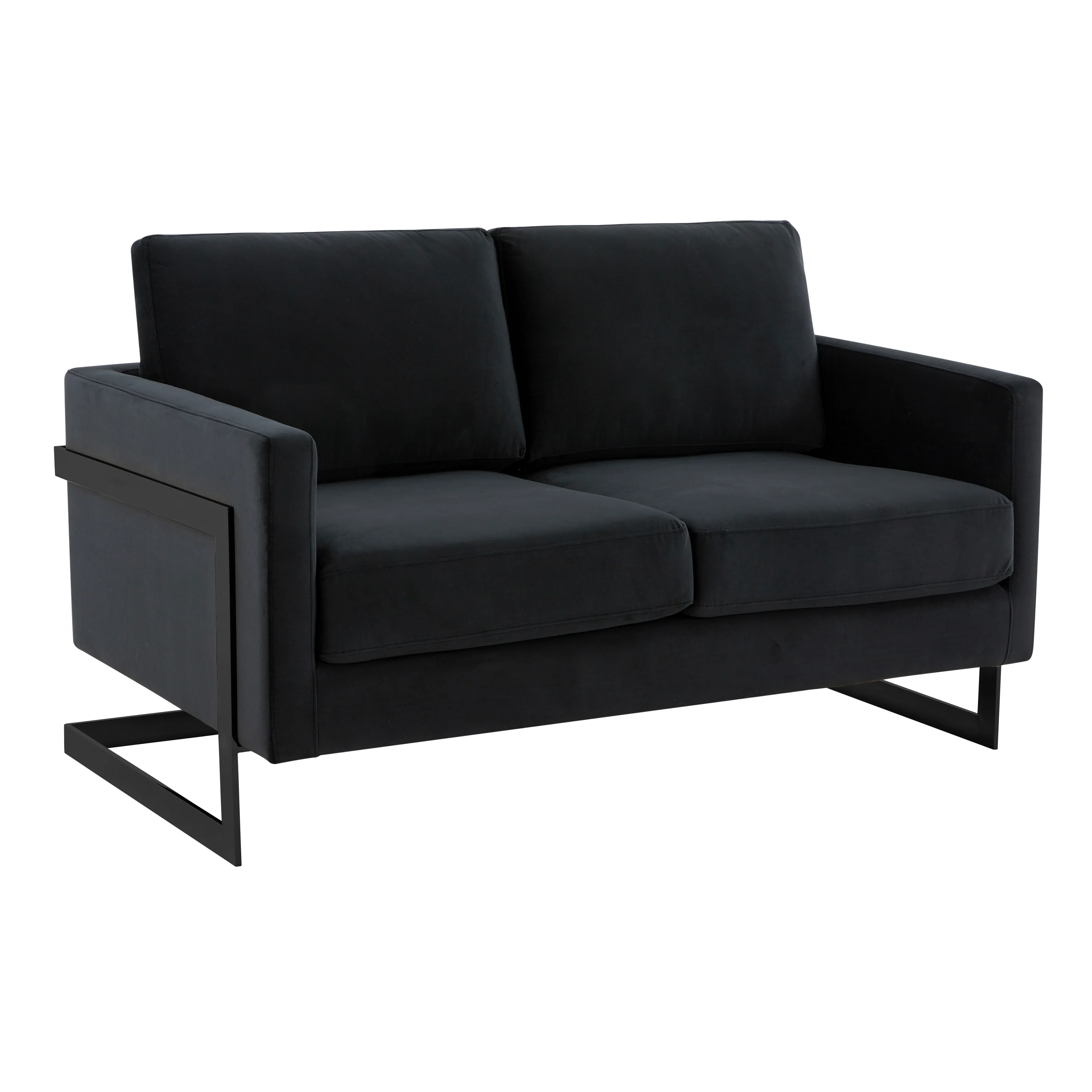 Lincoln Black Velvet Loveseat With Black Frame