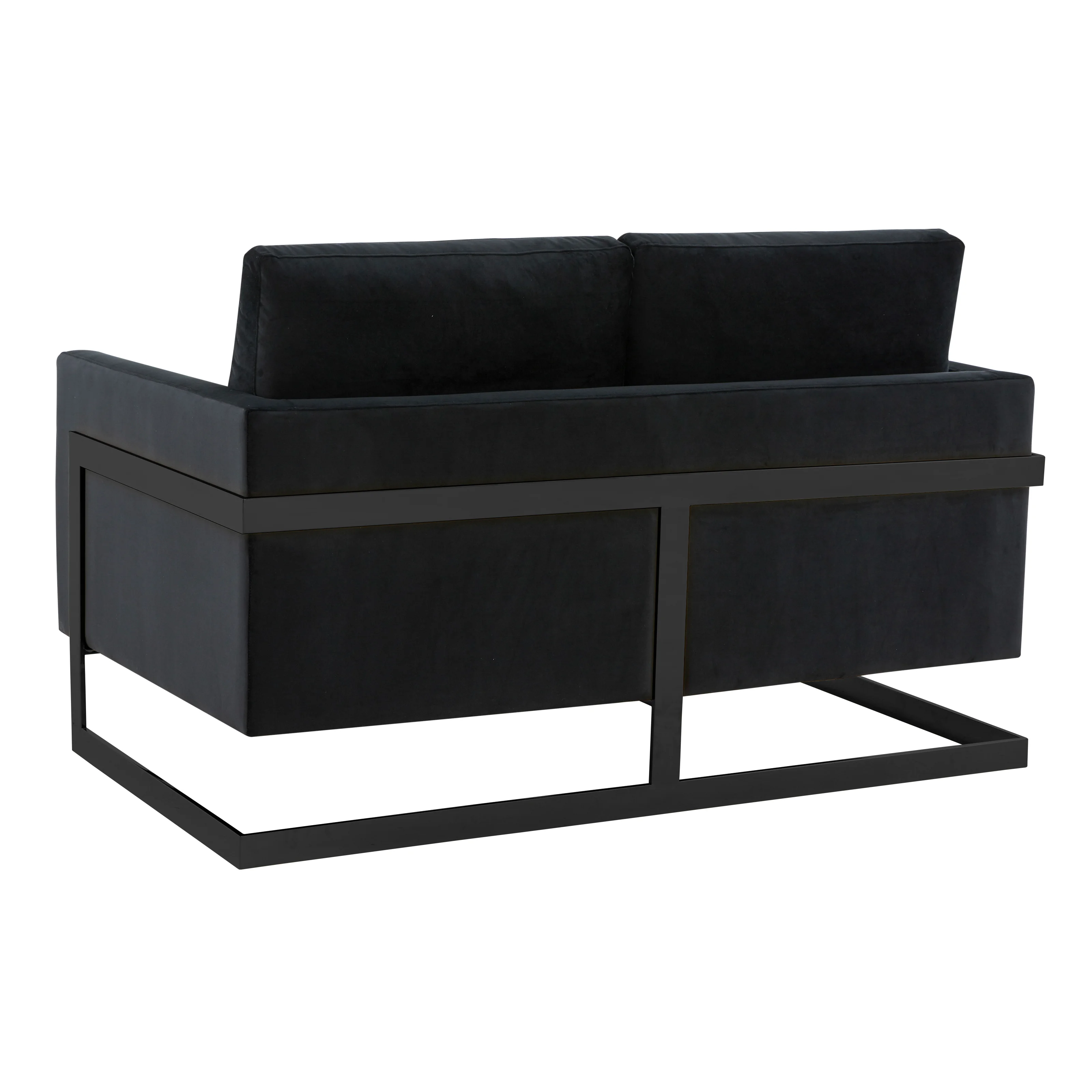 Lincoln Black Velvet Loveseat With Black Frame