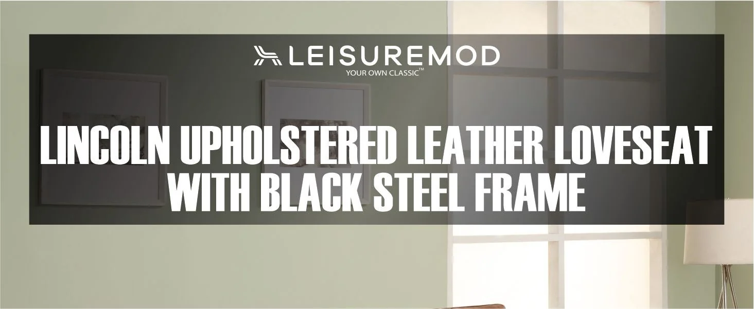 Lincoln Brown Leather Loveseat With Black Frame