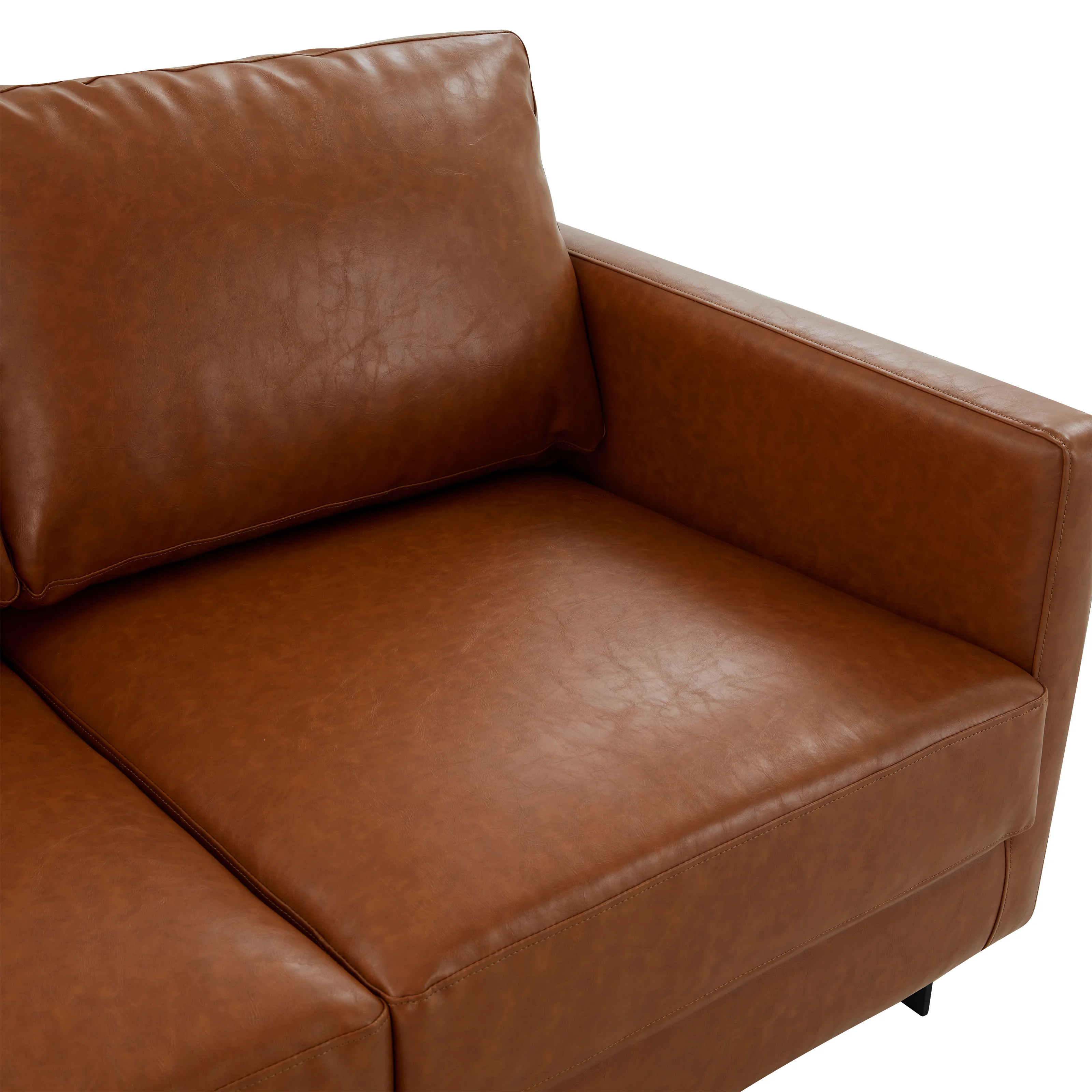 Lincoln Brown Leather Loveseat With Black Frame
