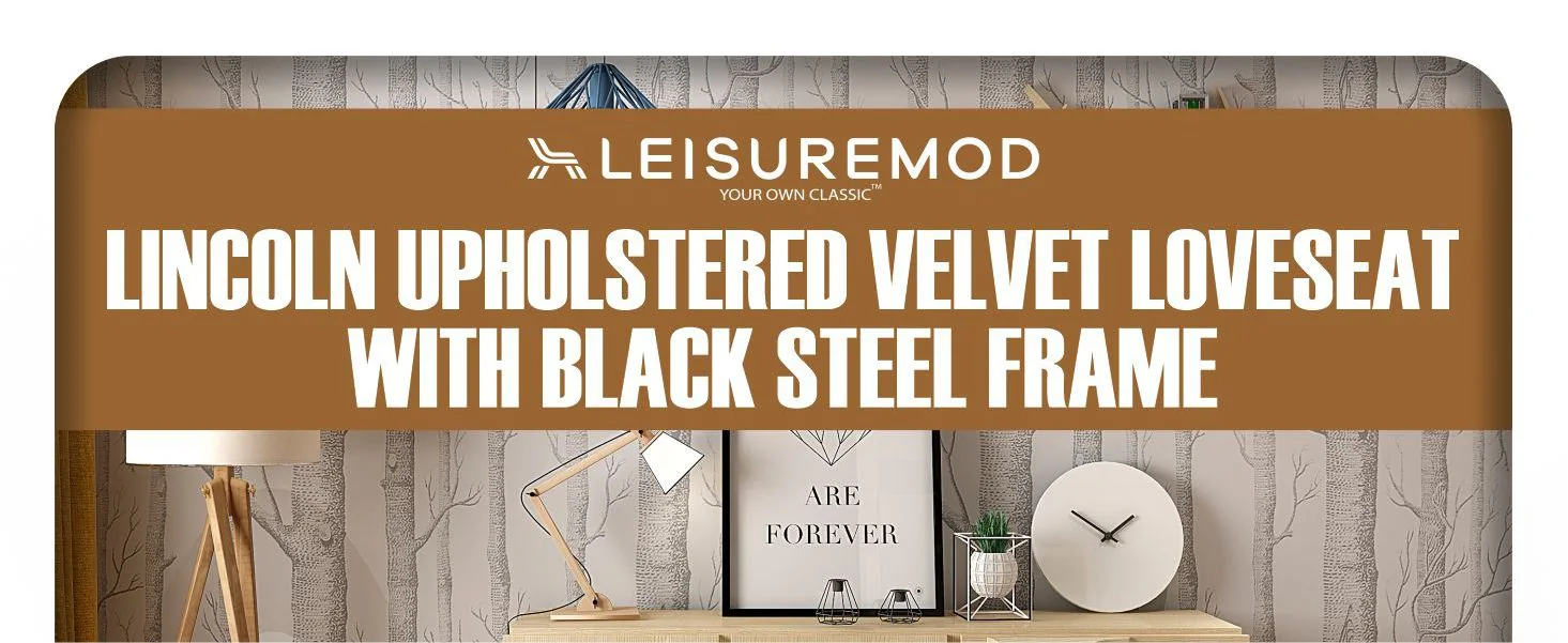 Lincoln Dark Grey Velvet Loveseat With Black Frame