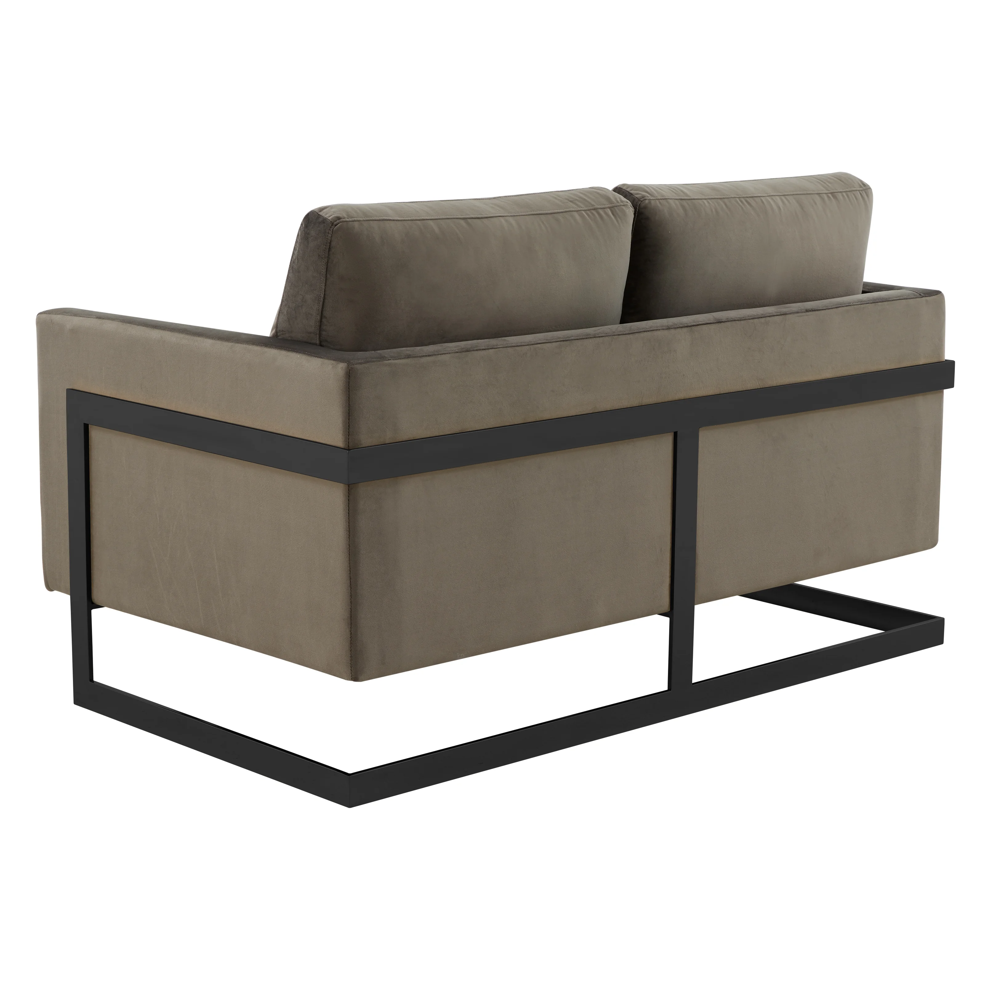 Lincoln Dark Grey Velvet Loveseat With Black Frame