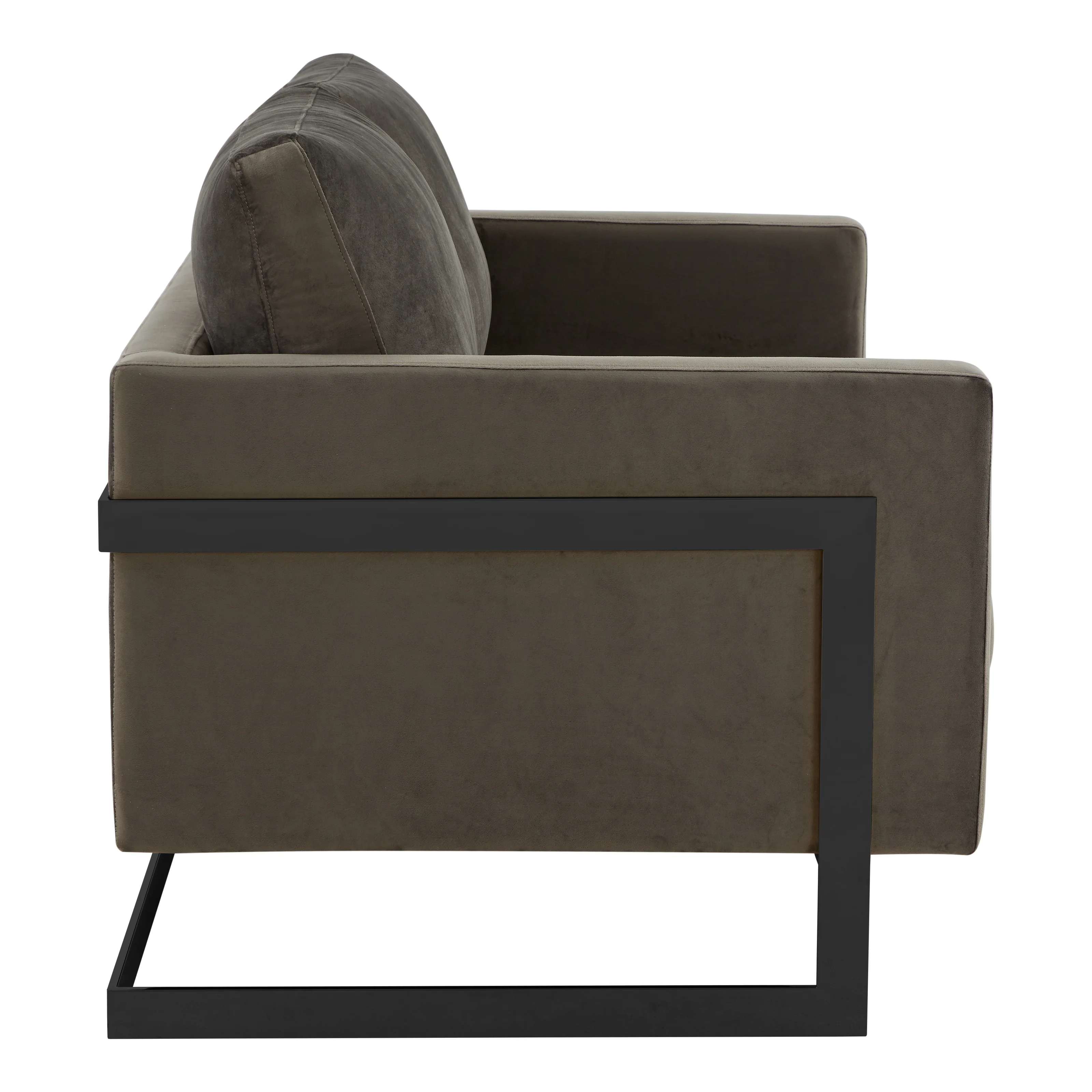 Lincoln Dark Grey Velvet Loveseat With Black Frame