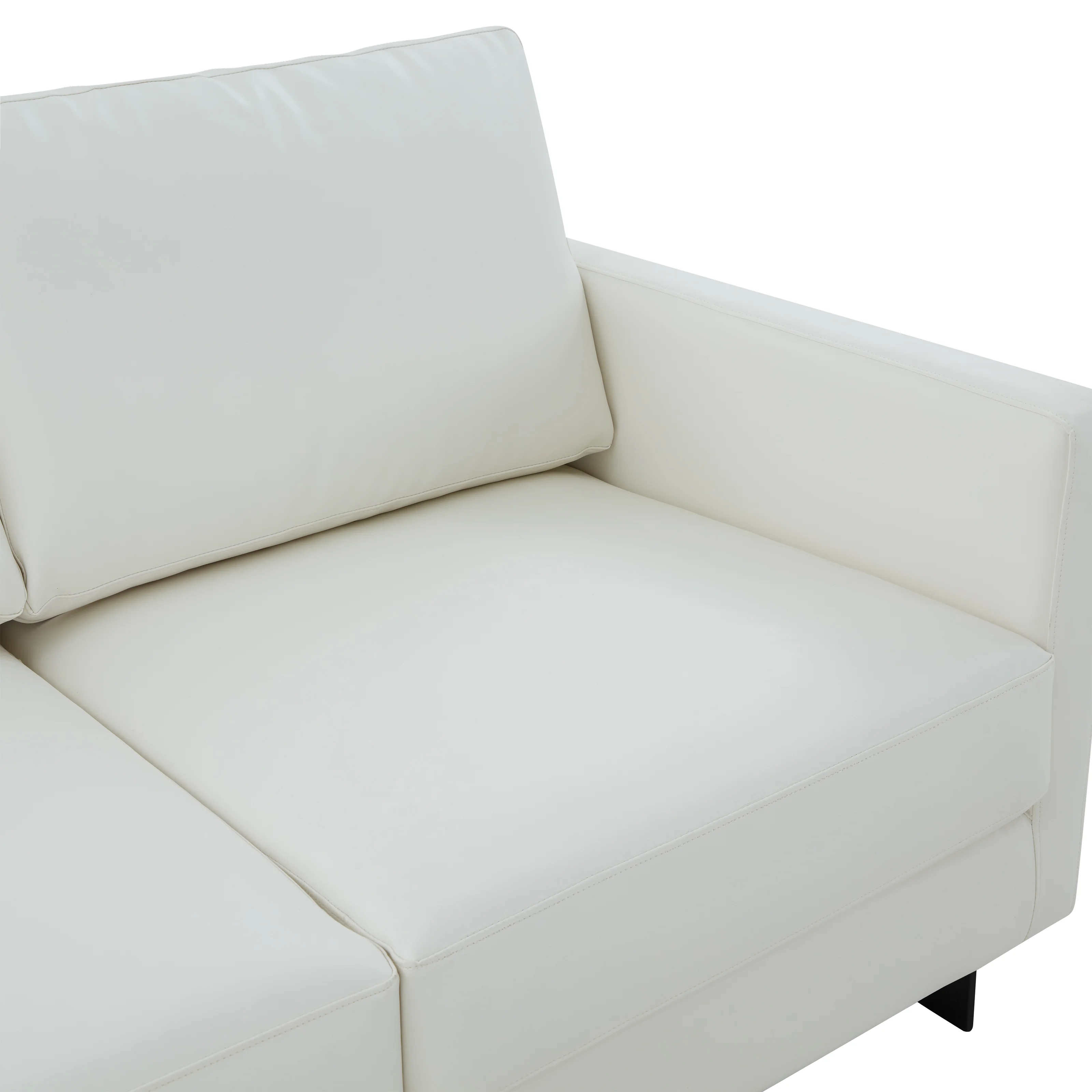 Lincoln White Leather Loveseat With Black Frame