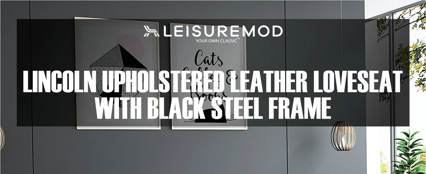 Lincoln White Leather Loveseat With Black Frame