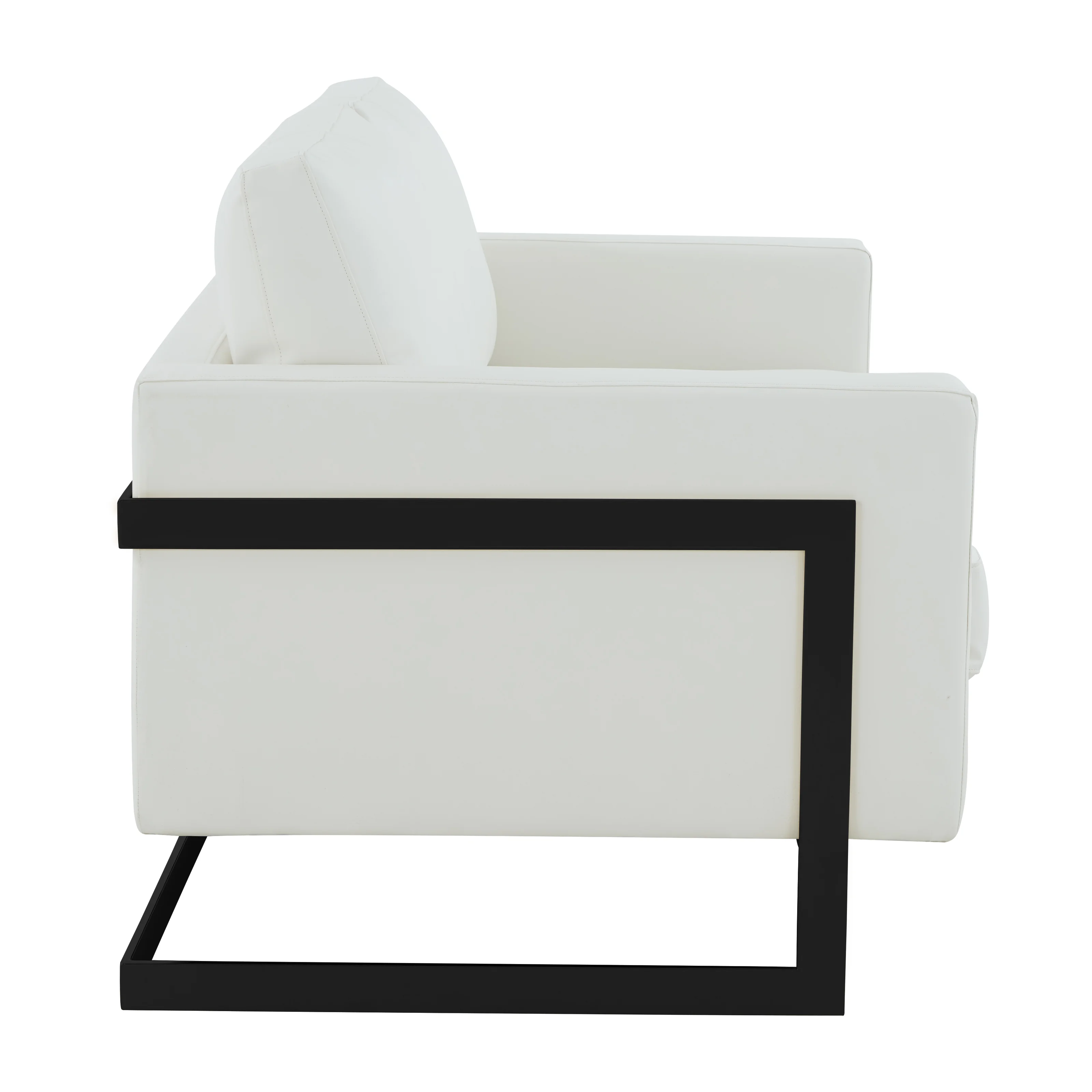 Lincoln White Leather Loveseat With Black Frame