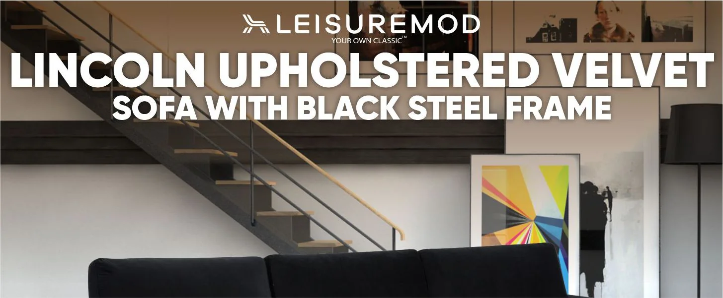 Lincoln Black Velvet Sofa With Black Frame