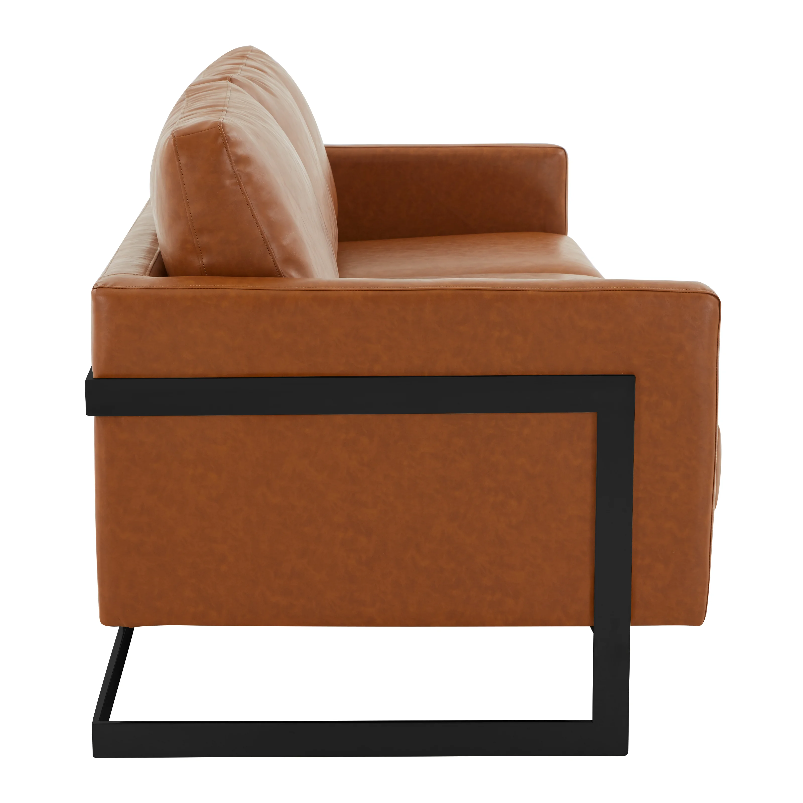 Lincoln Brown Leather Sofa With Black Frame