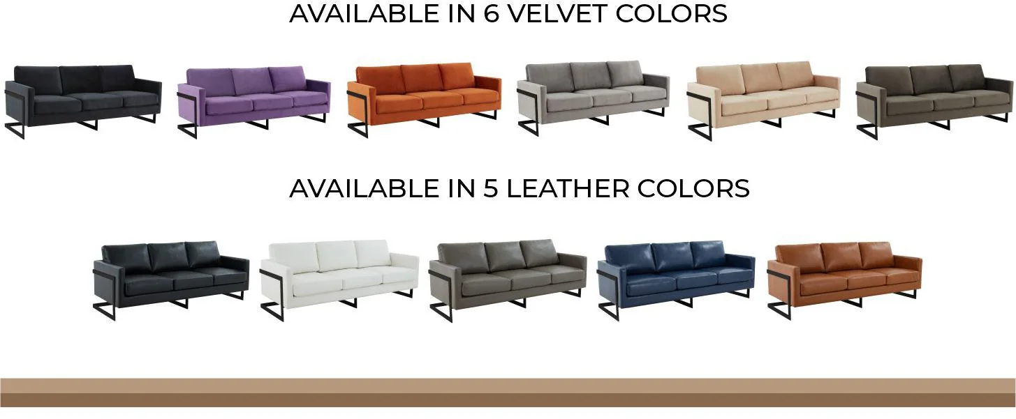 Lincoln Dark Grey Velvet Sofa With Black Frame