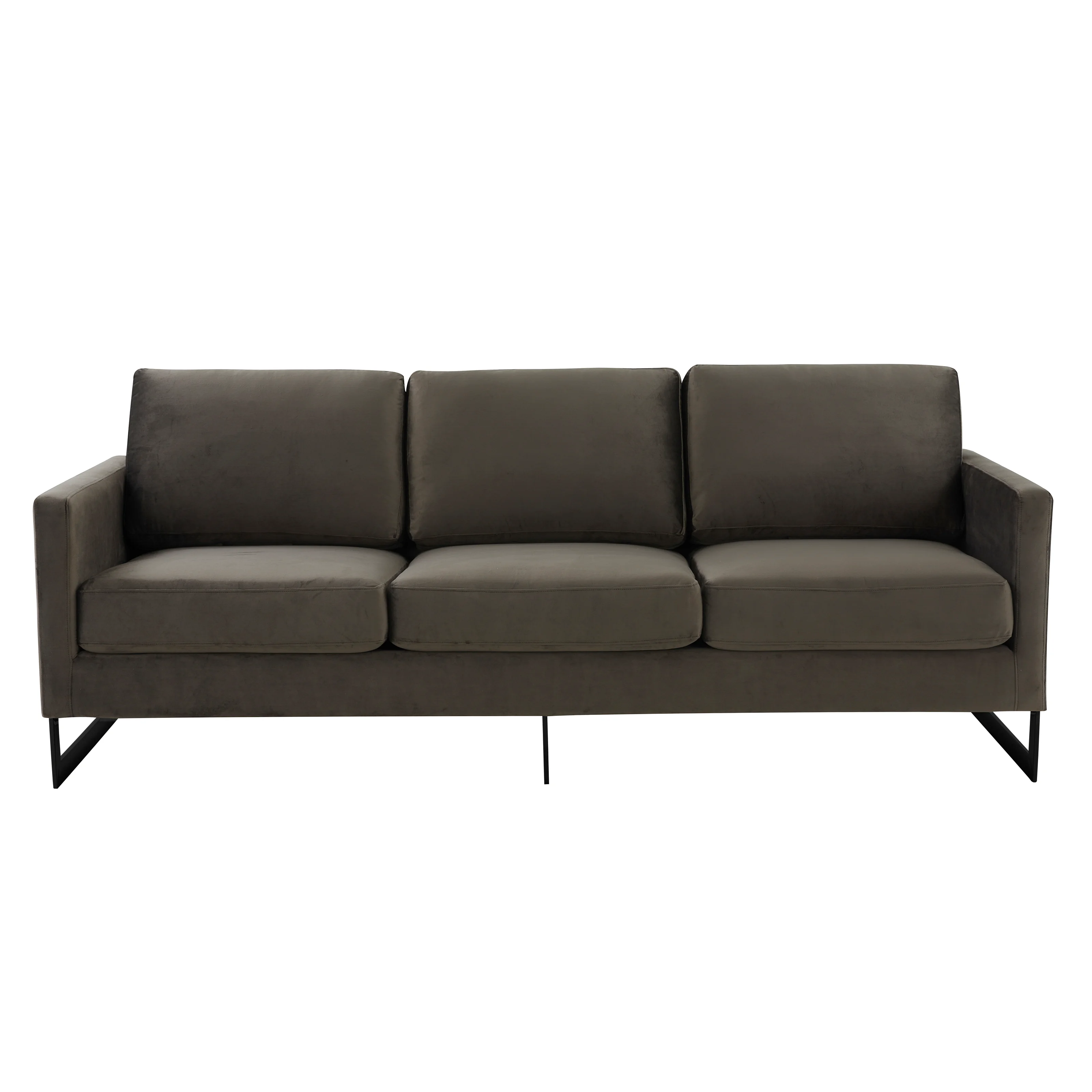 Lincoln Dark Grey Velvet Sofa With Black Frame