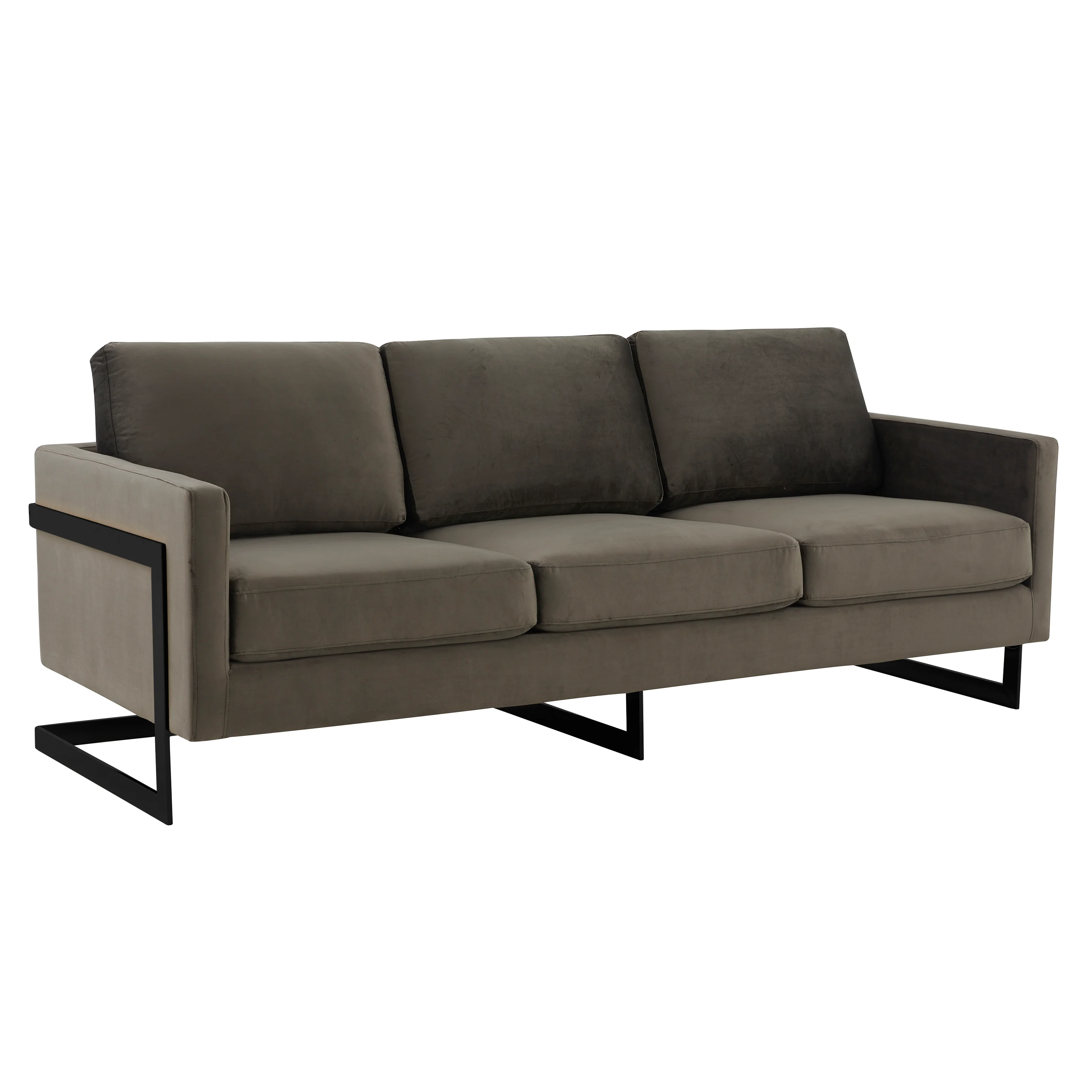 Lincoln Dark Grey Velvet Sofa With Black Frame