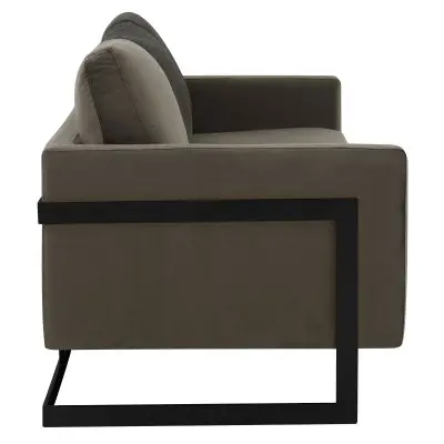 Lincoln Dark Grey Velvet Sofa With Black Frame