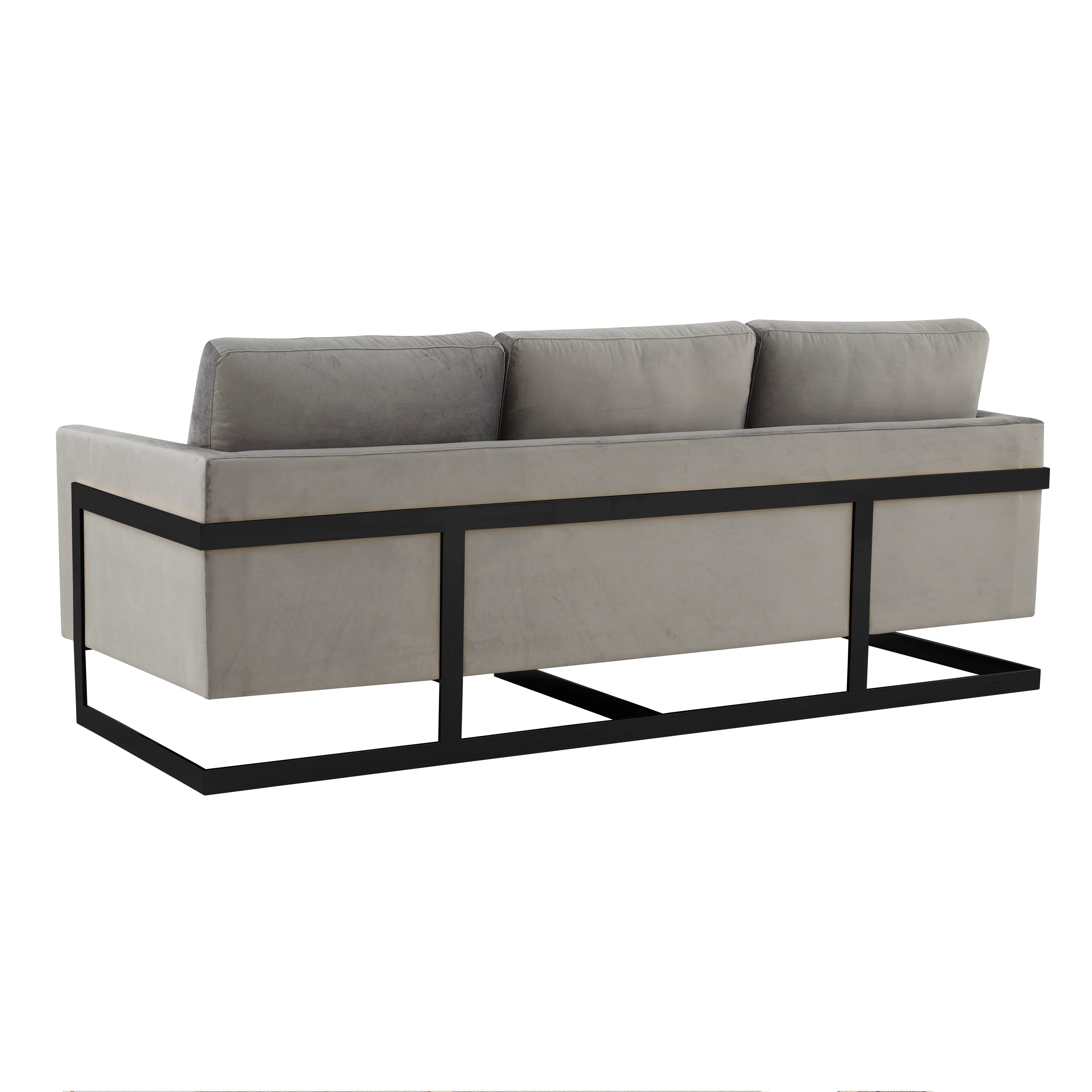Lincoln Light Grey Velvet Sofa With Black Frame