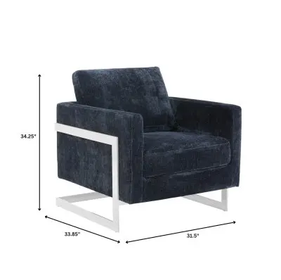Lincoln Blue Boucle Accent Armchair With Chromed Frame