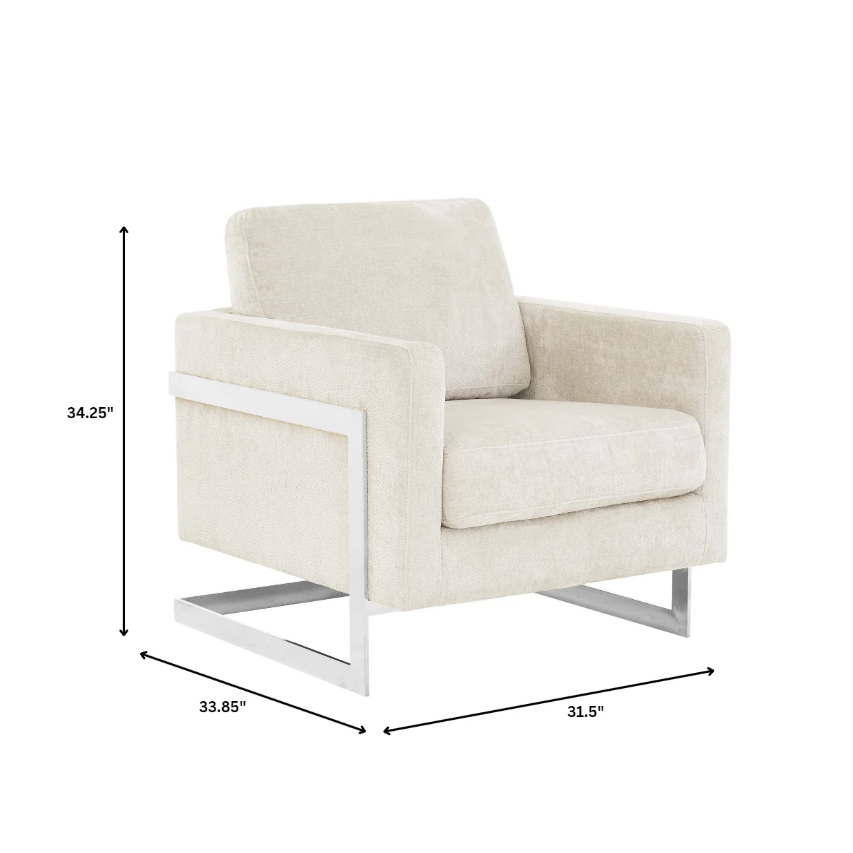 Lincoln Grey Boucle Accent Armchair With Chromed Frame