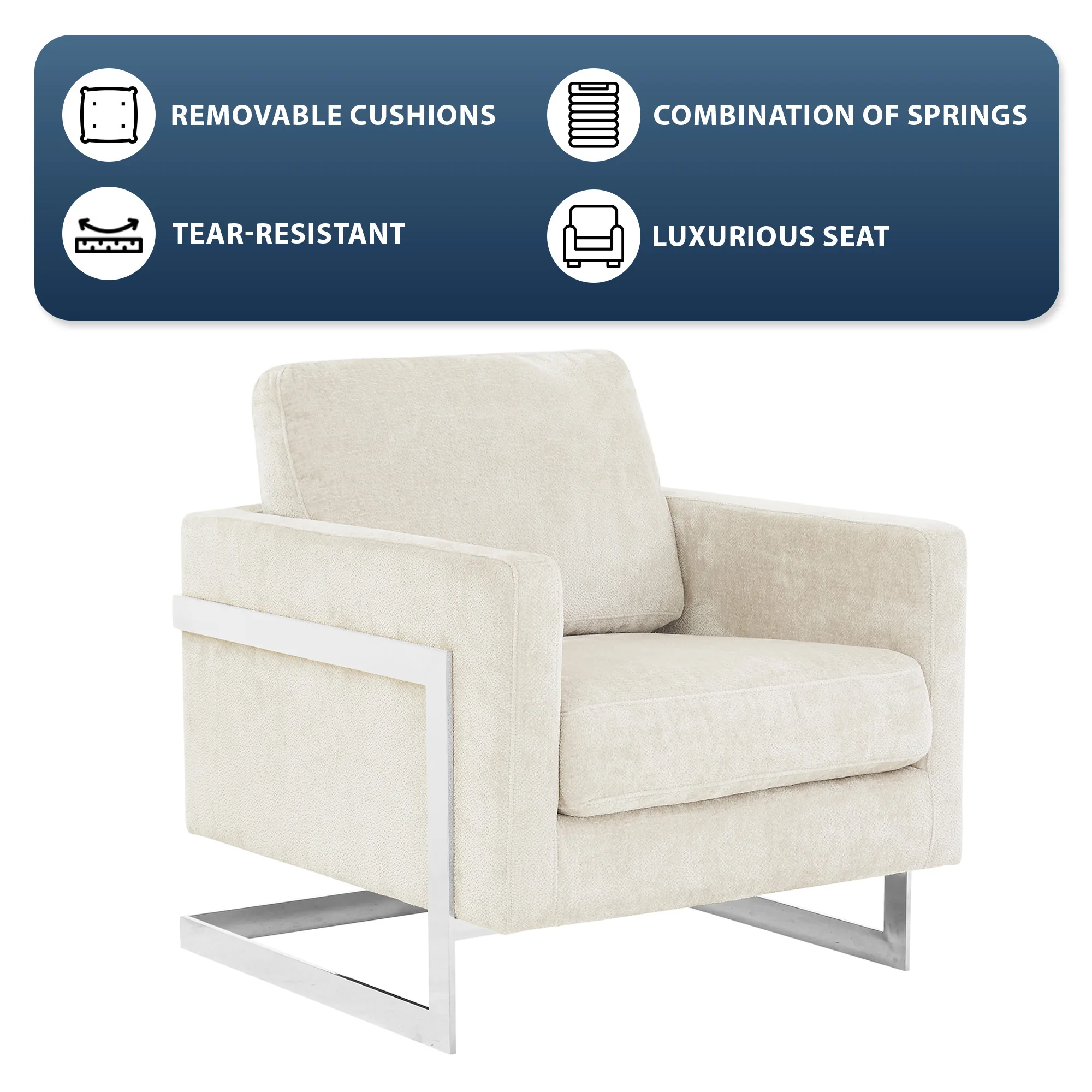 Lincoln Grey Boucle Accent Armchair With Chromed Frame