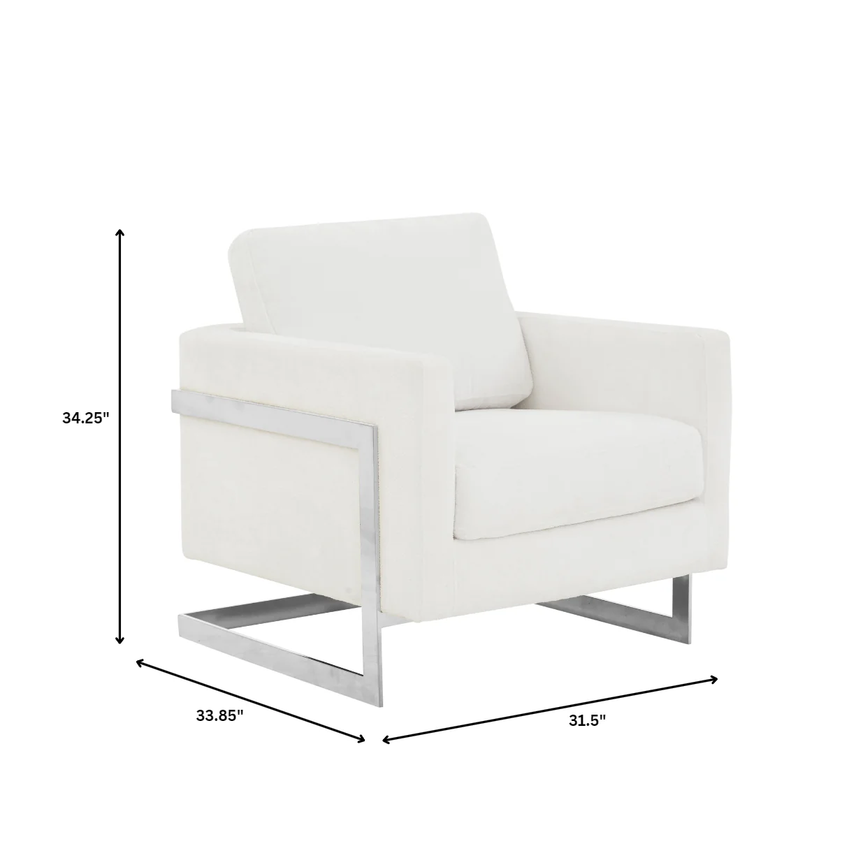 Lincoln White Boucle Accent Armchair With Chromed Frame