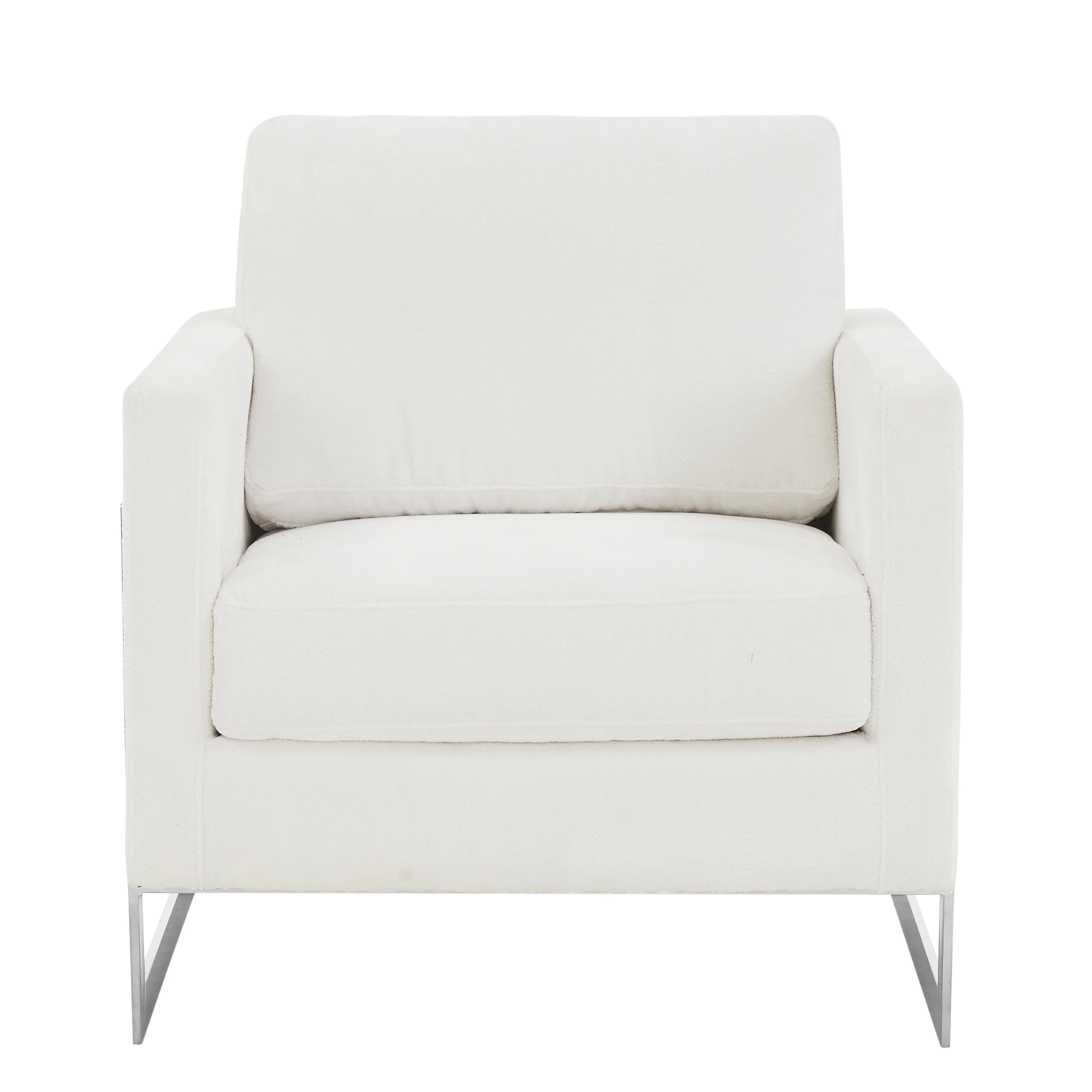 Lincoln White Boucle Accent Armchair With Chromed Frame